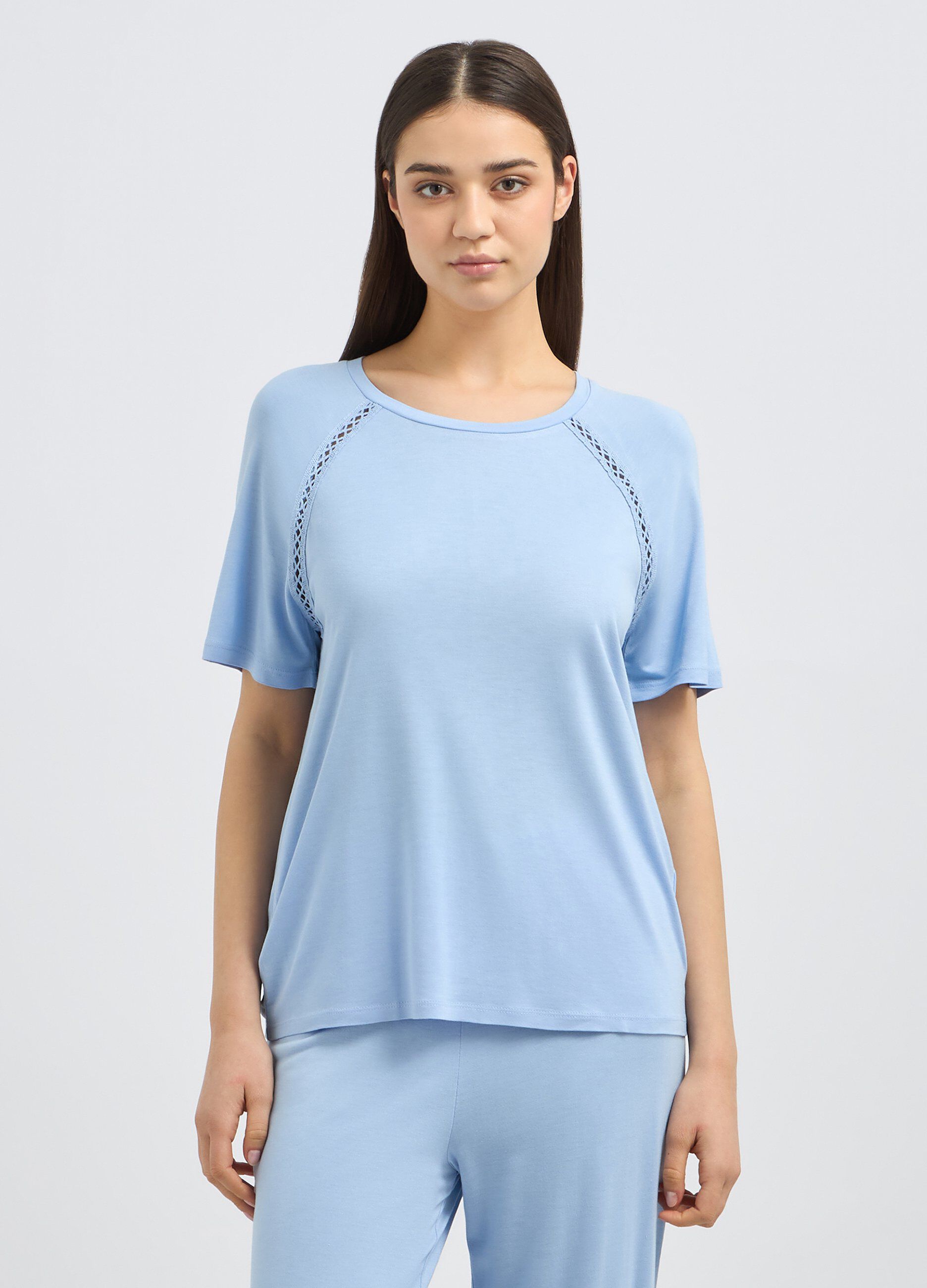 Top pigiama a maniche corte con pizzo donna_0