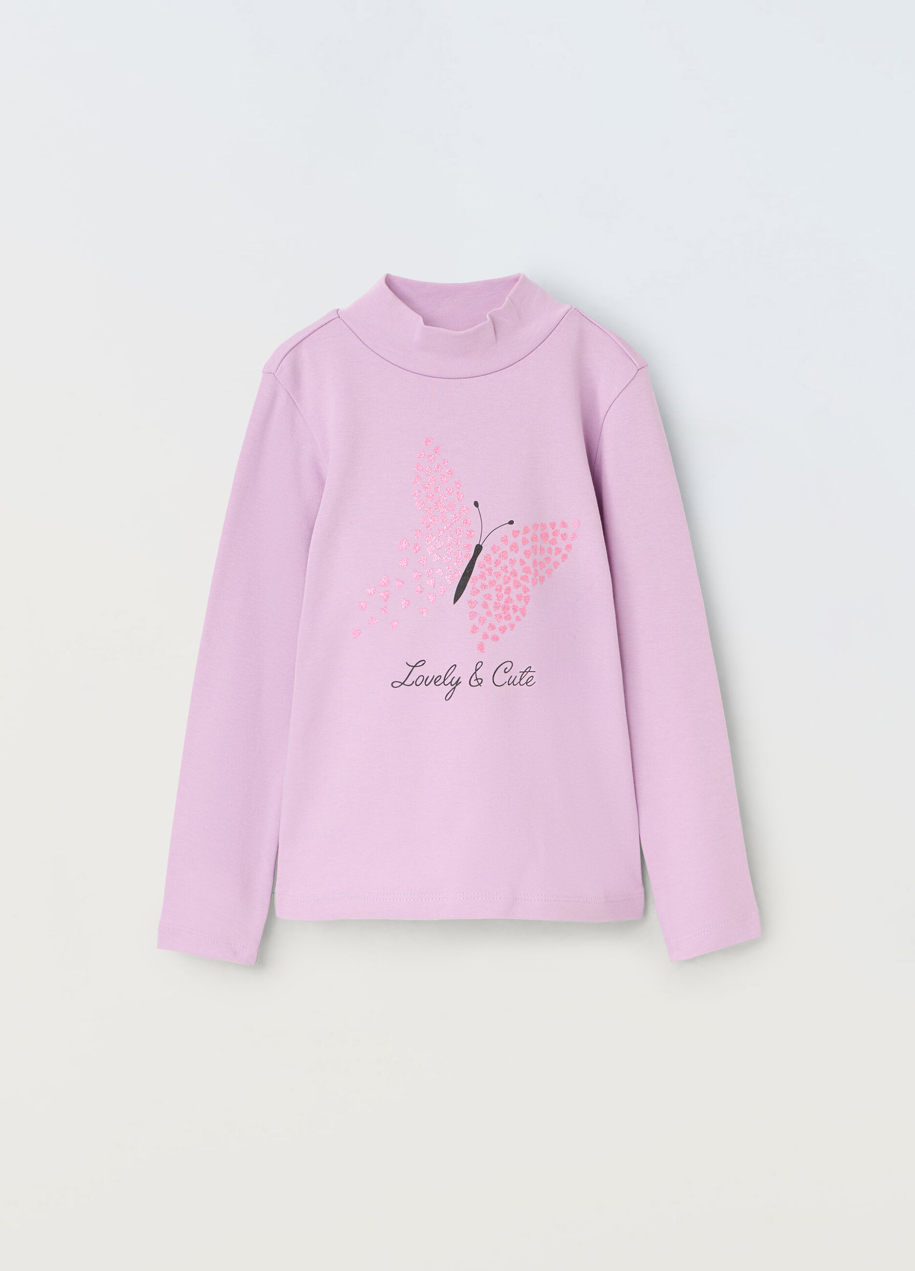 Lupetto con stampa glitter in puro cotone bambina_0