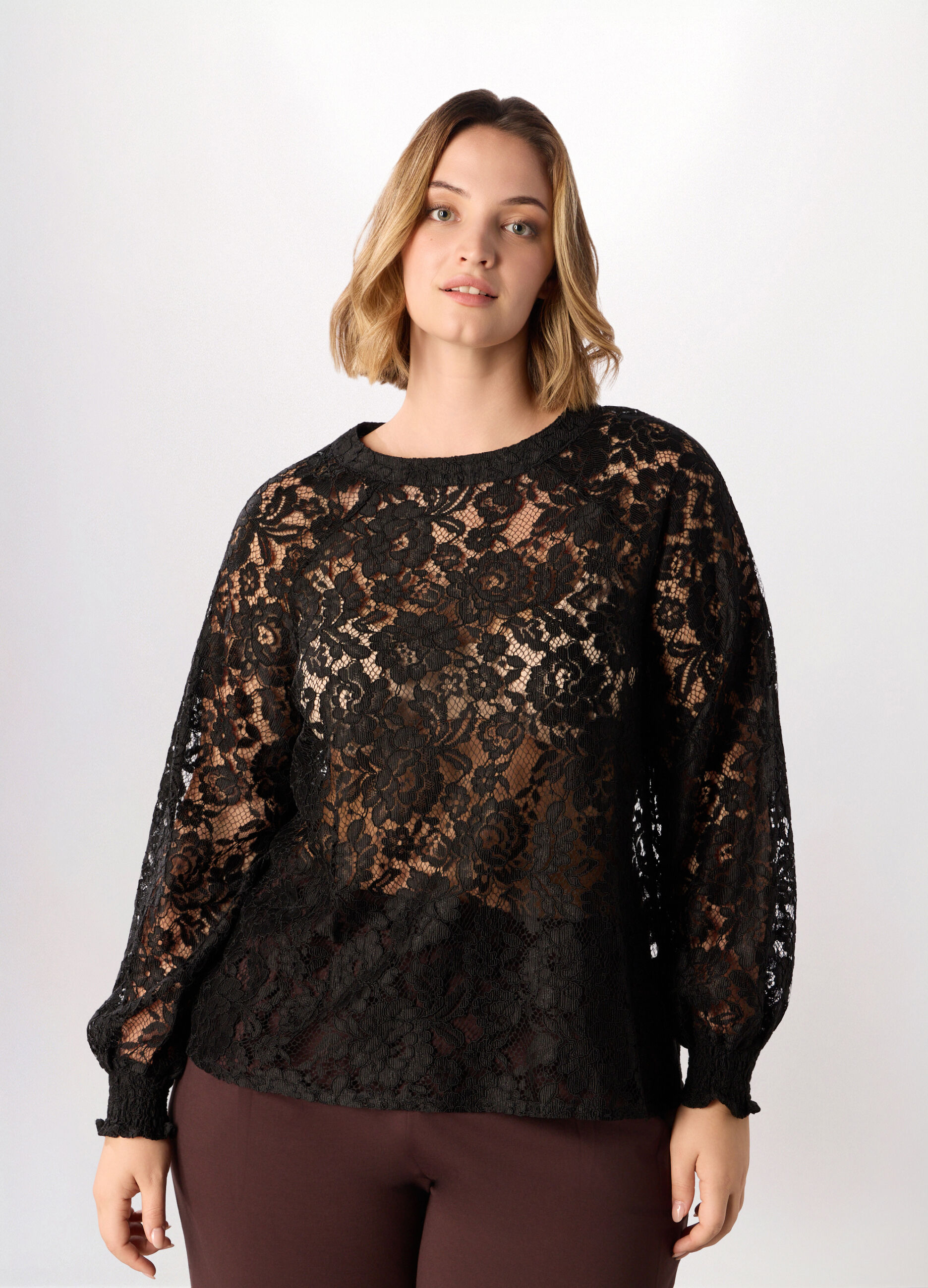 Blusa in pizzo misto viscosa donna curvy_0