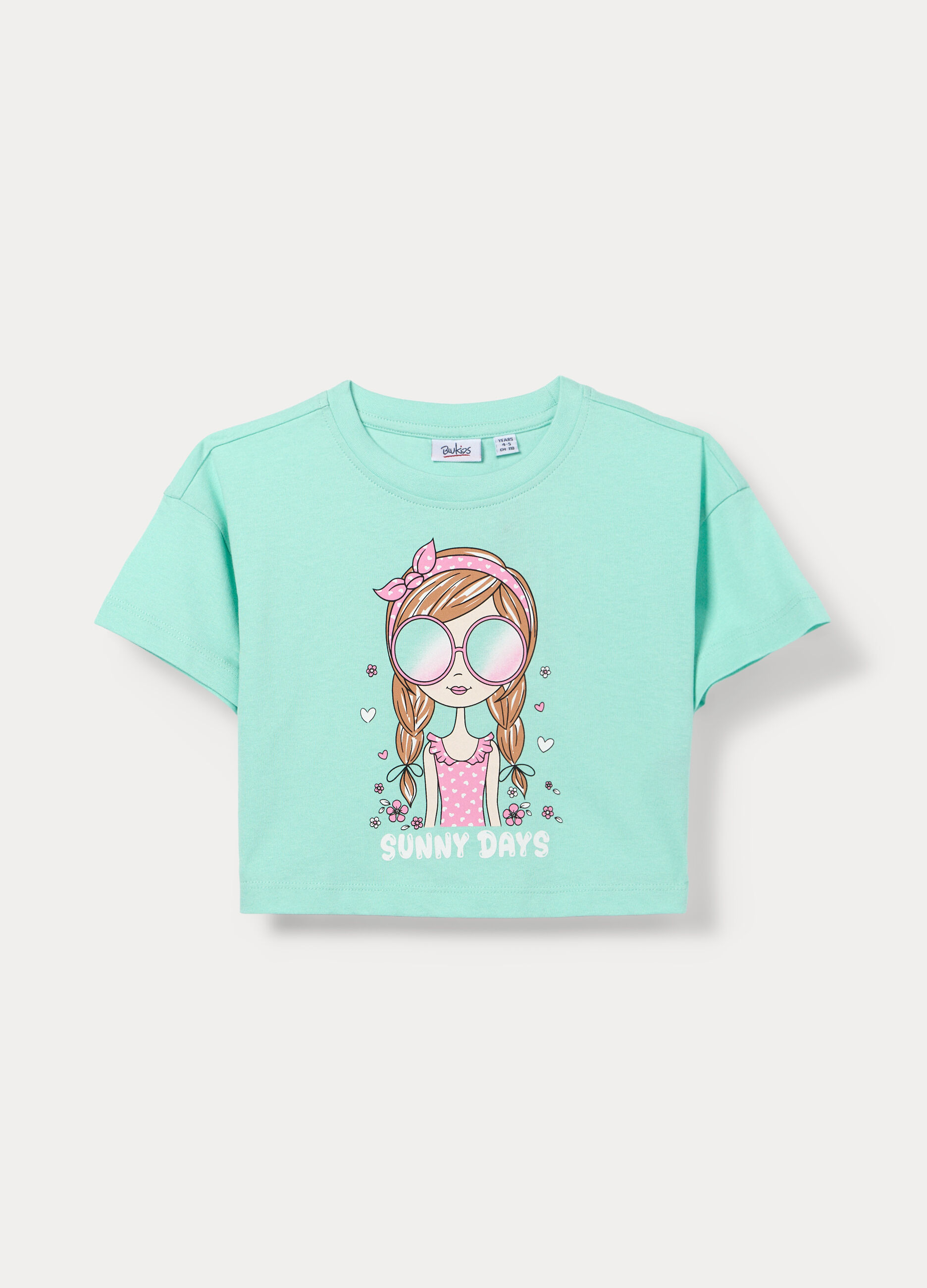 T-shirt girocollo in jersey di puro cotone bambina_0