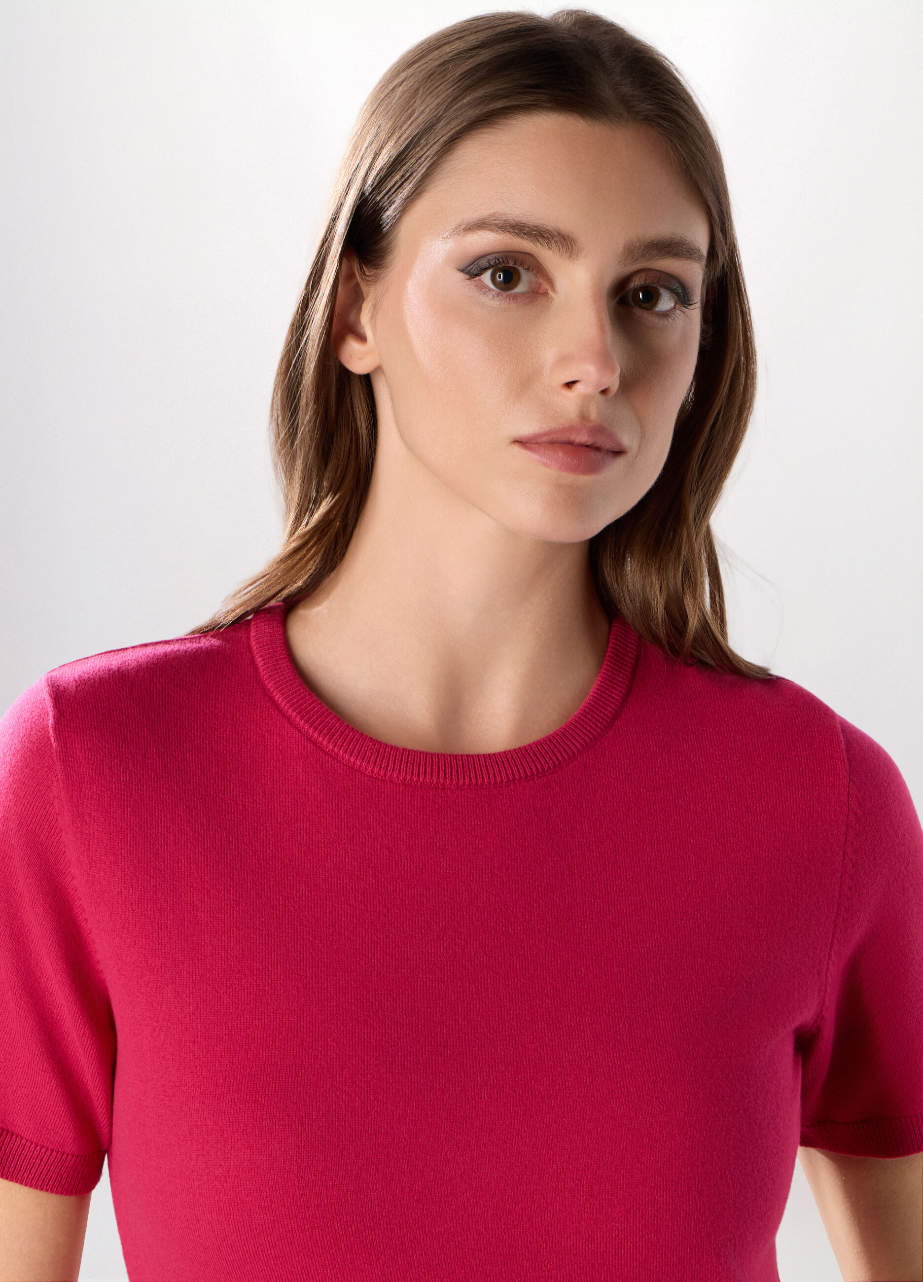 Tricot a maniche corte in misto cotone donna_2