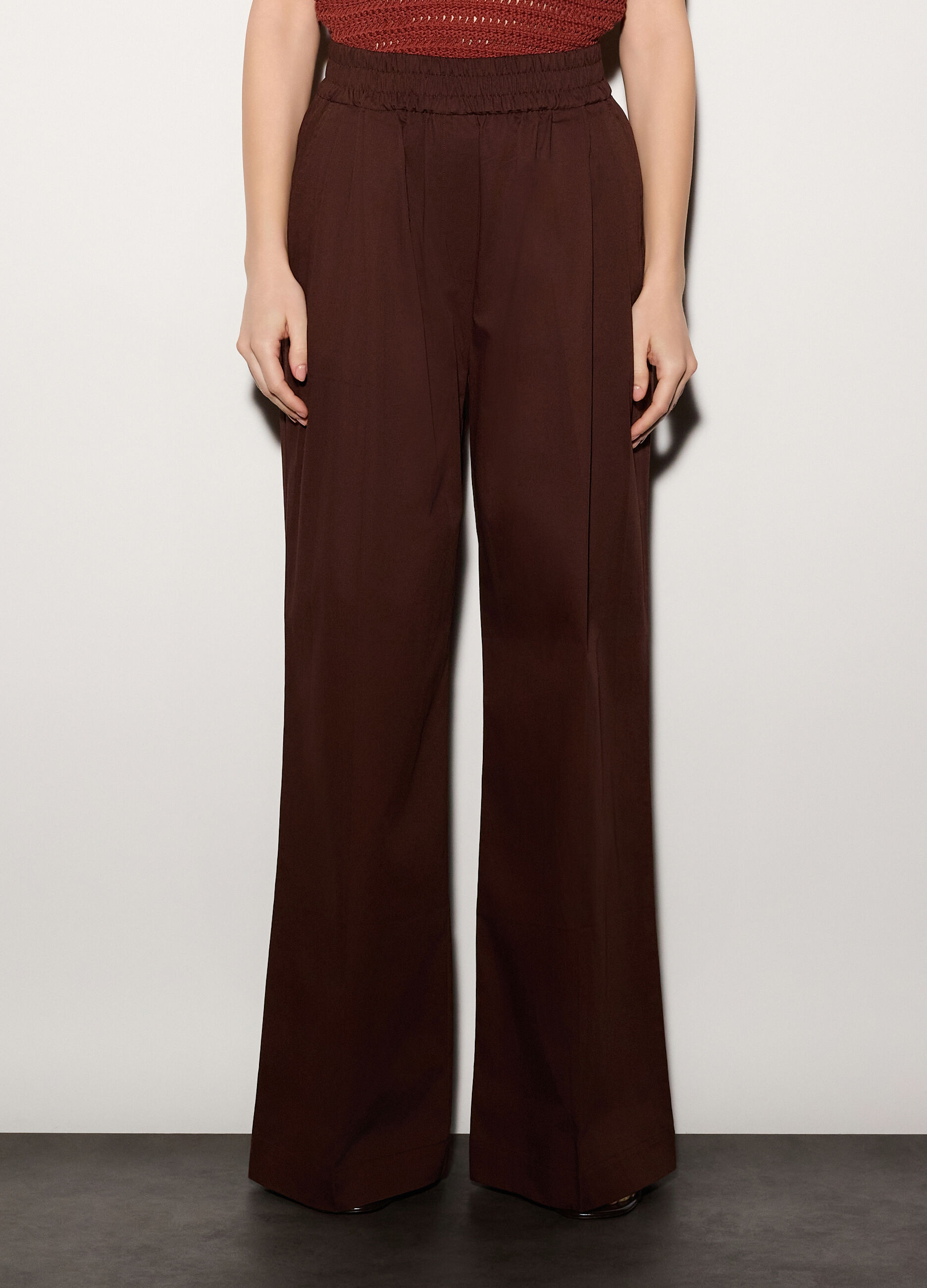 Pantaloni palazzo regular fit in puro cotone donna