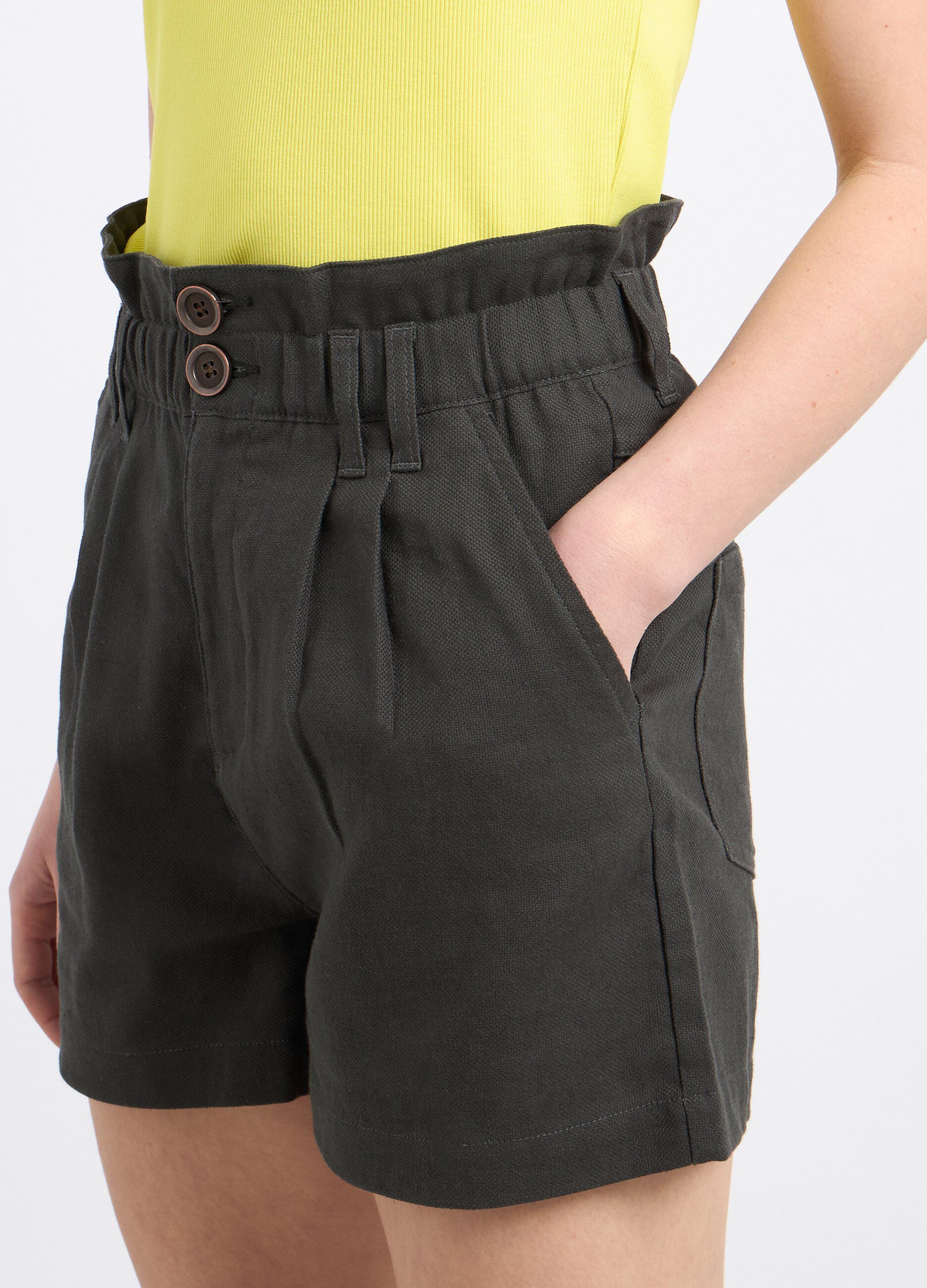 Shorts paperbag in misto lino donna_2
