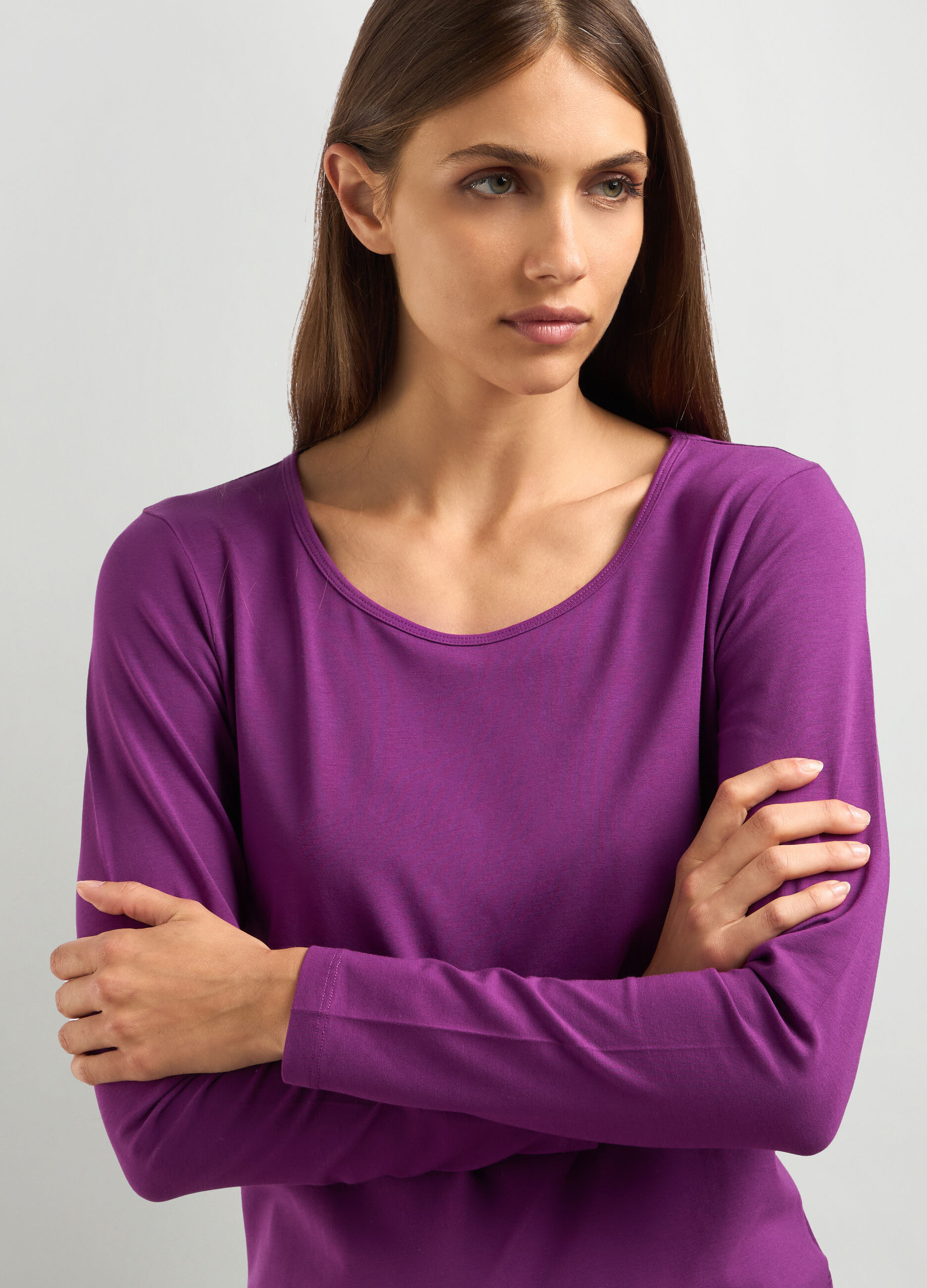 T-shirt in cotone stretch donna_2