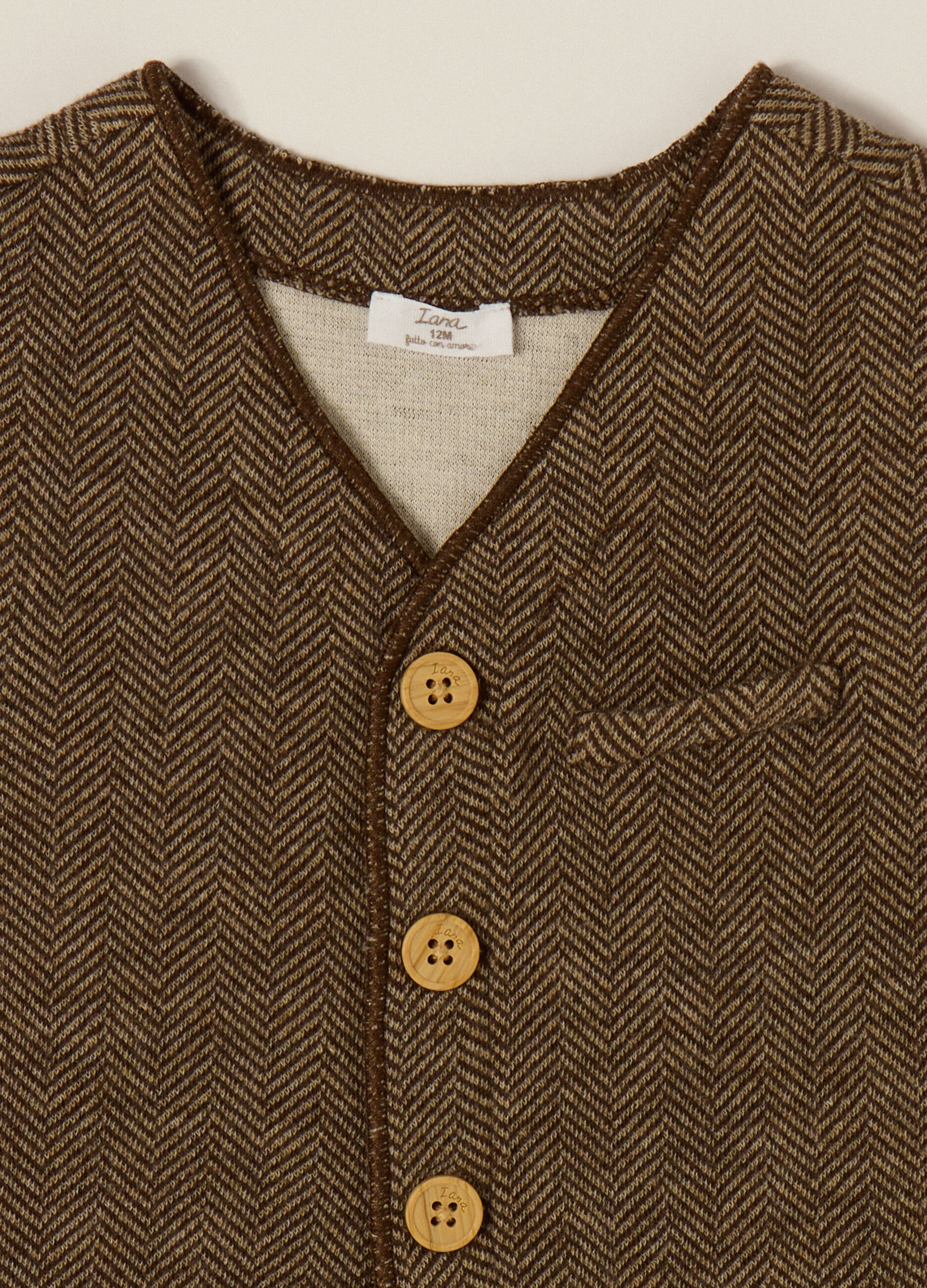 Gilet marrone in misto cotone e acrilico_3