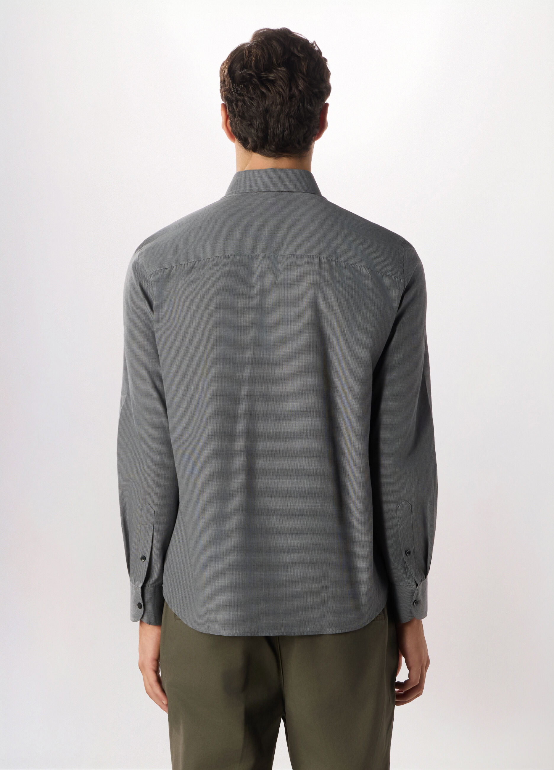 Camicia slim fit con colletto button down in misto cotone uomo_1