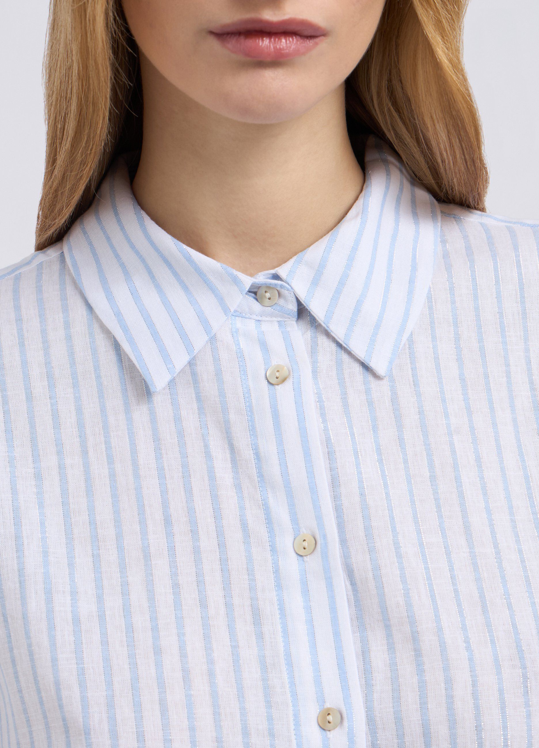 Camicia in misto lino e filo lurex donna_2