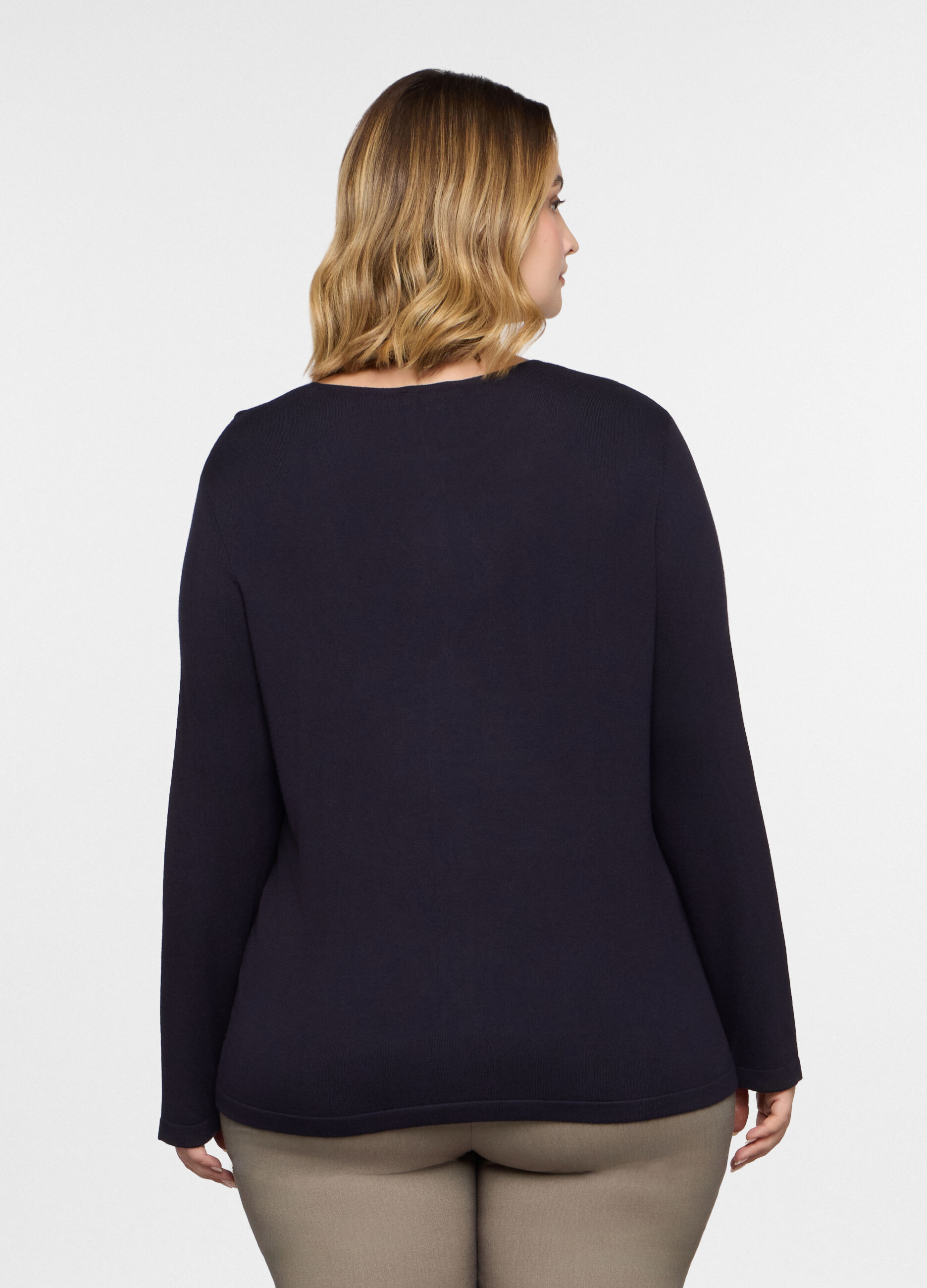 Maglia girocollo in costina donna curvy_1