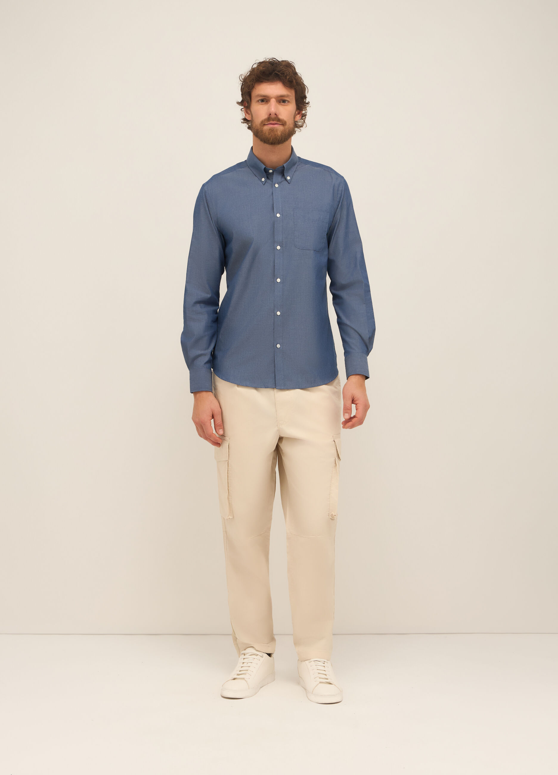 Pantaloni cargo over fit in cotone stretch uomo_0