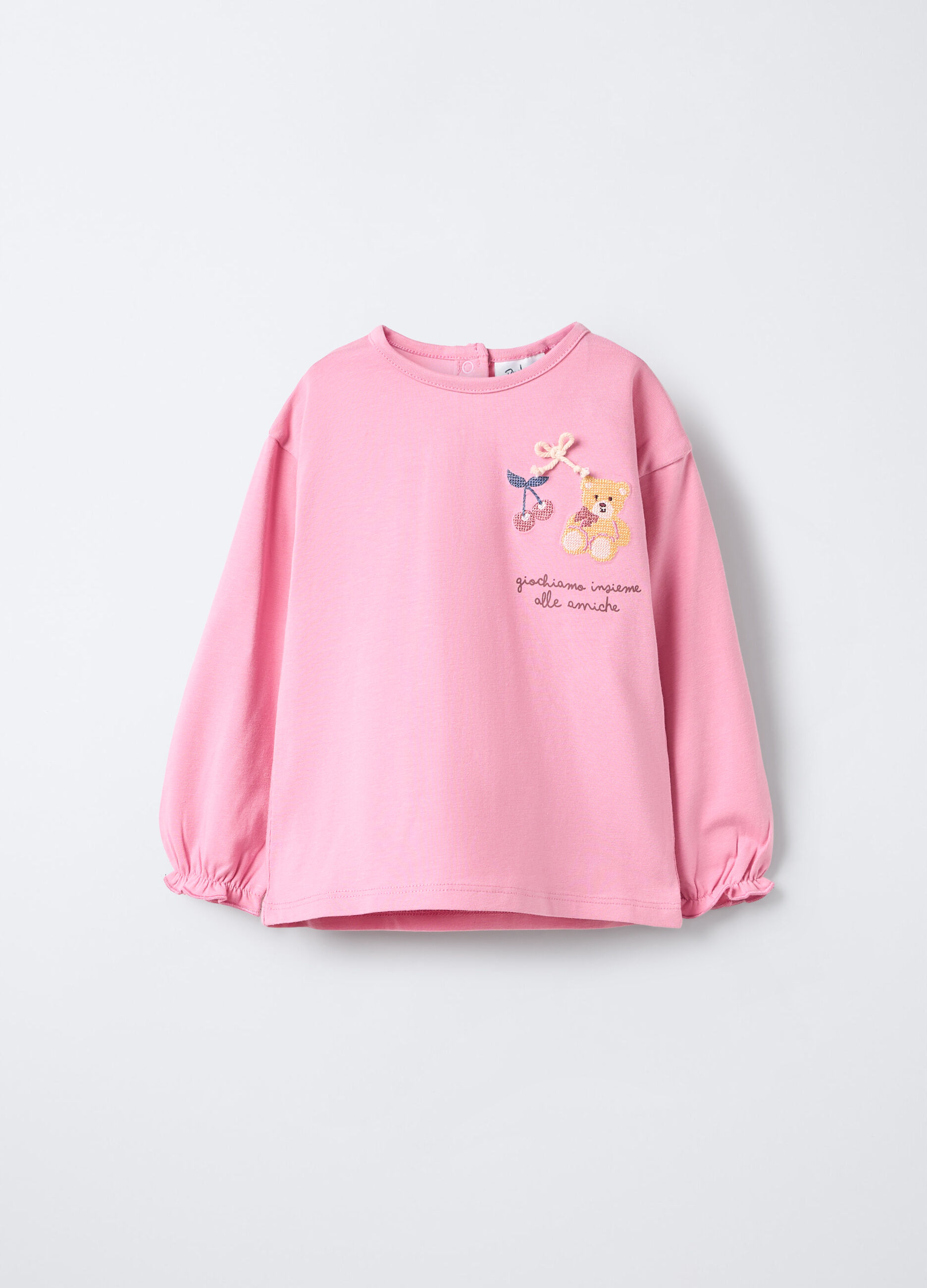 T-shirt in jersey di cotone stretch bimba_0