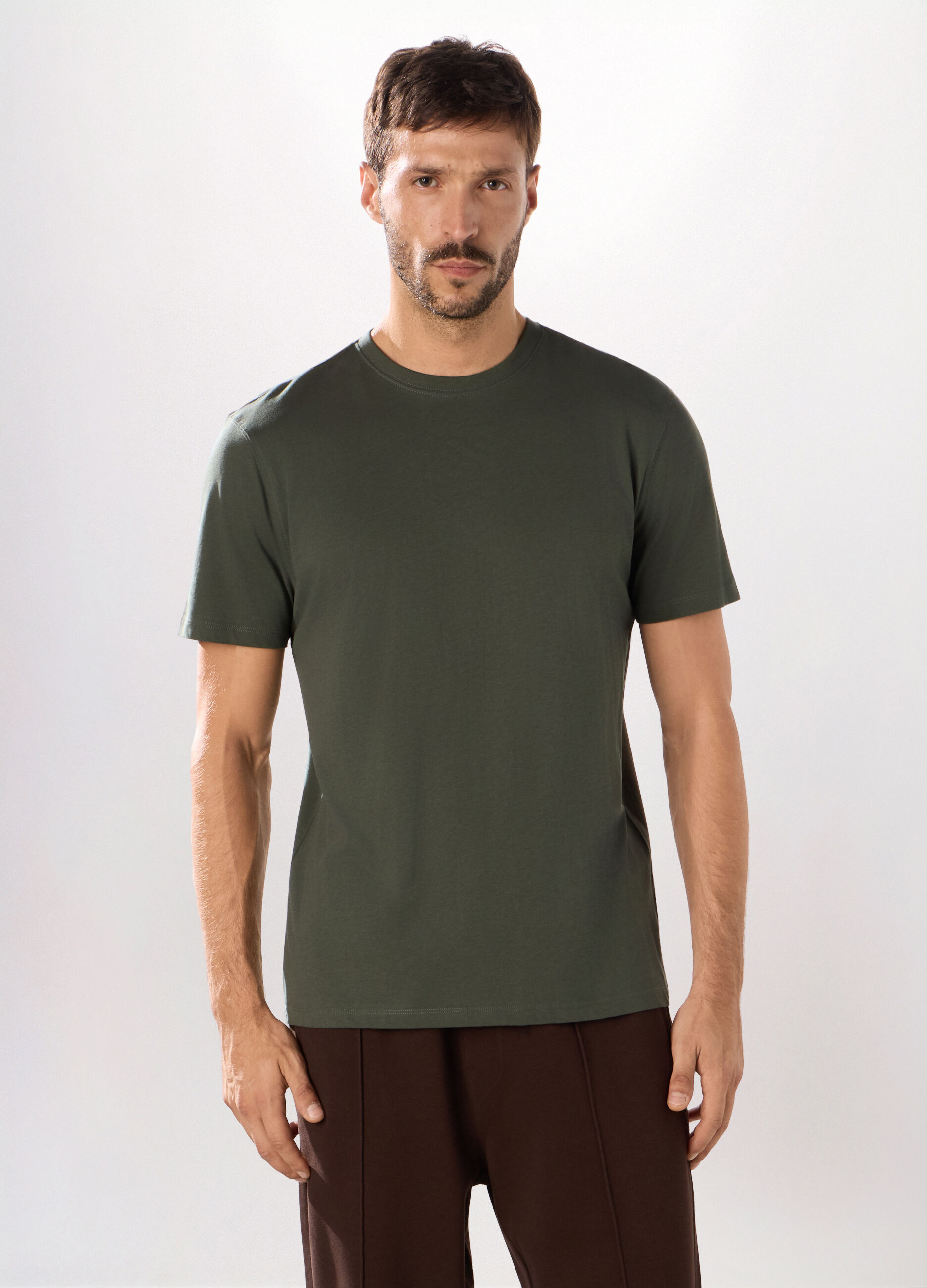 T-shirt girocollo slim fit in cotone uomo_0