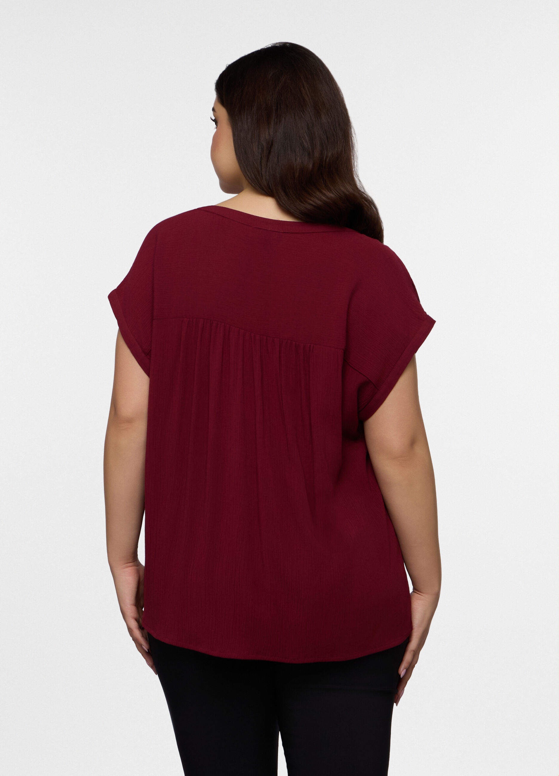 Blusa Fit Regular con scollo a V in pura viscosa donna curvy_1