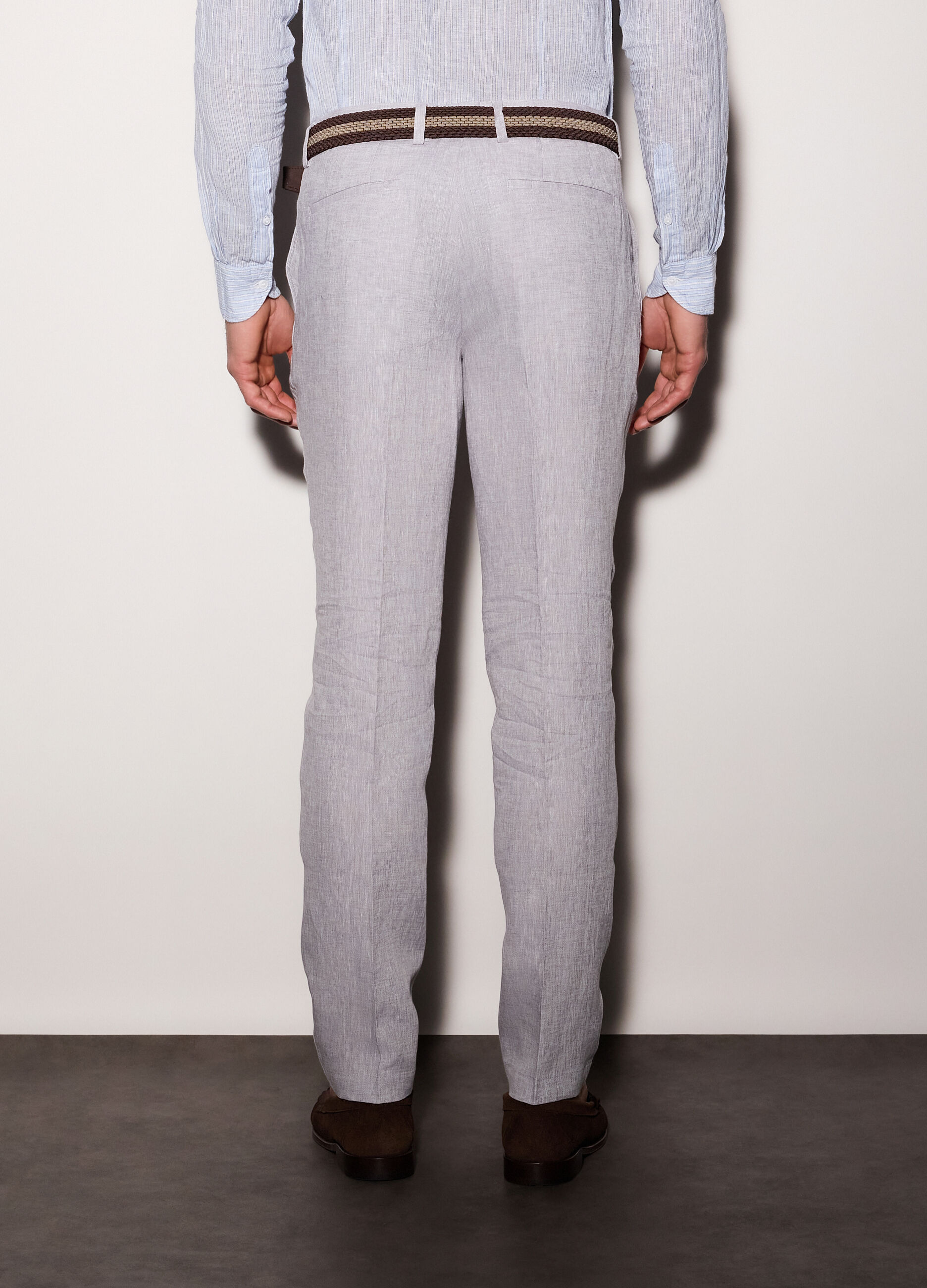 Pantaloni chino slim fit in lino uomo_1