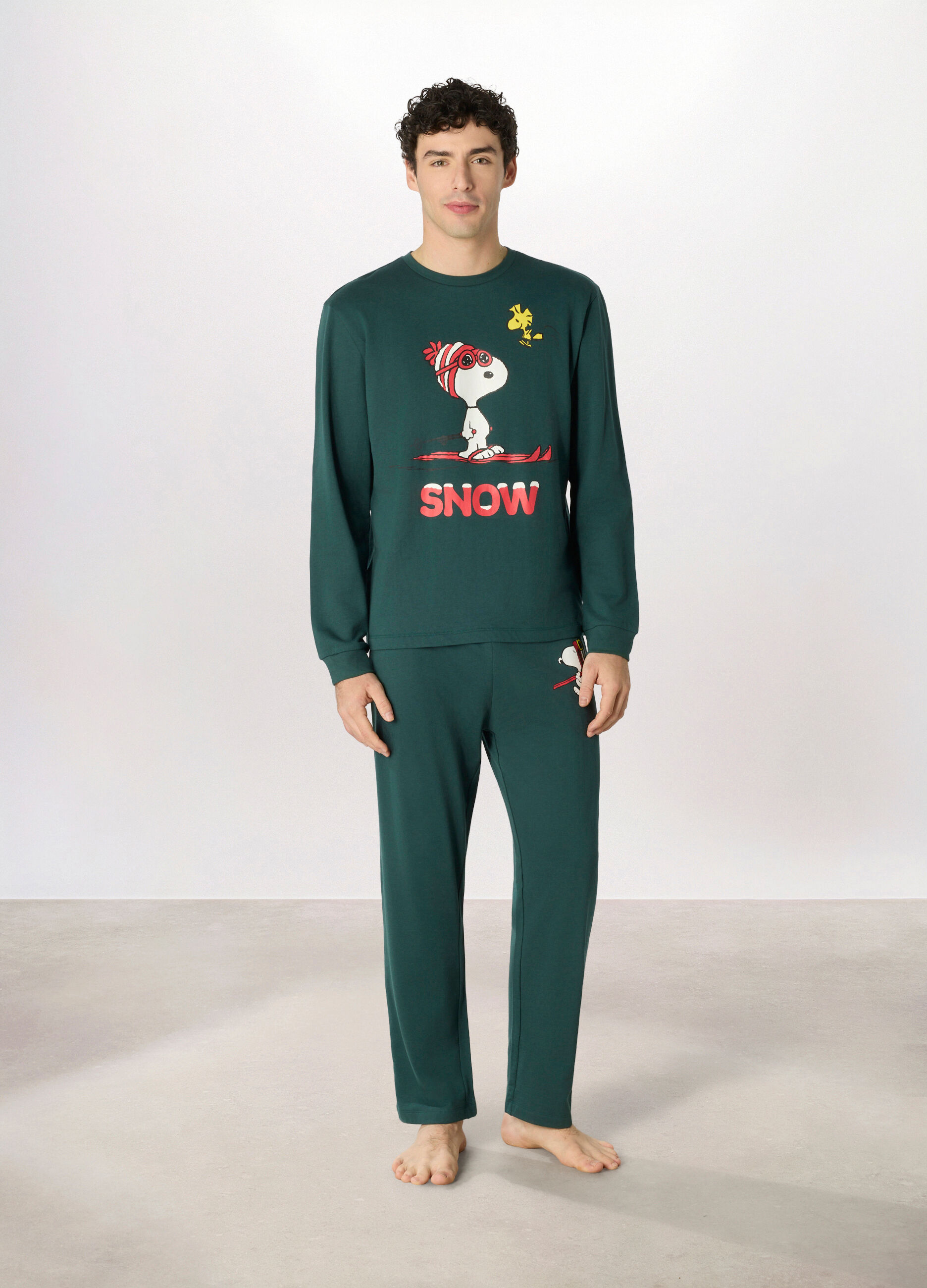 Pigiama lungo in cotone Snoopy uomo_0