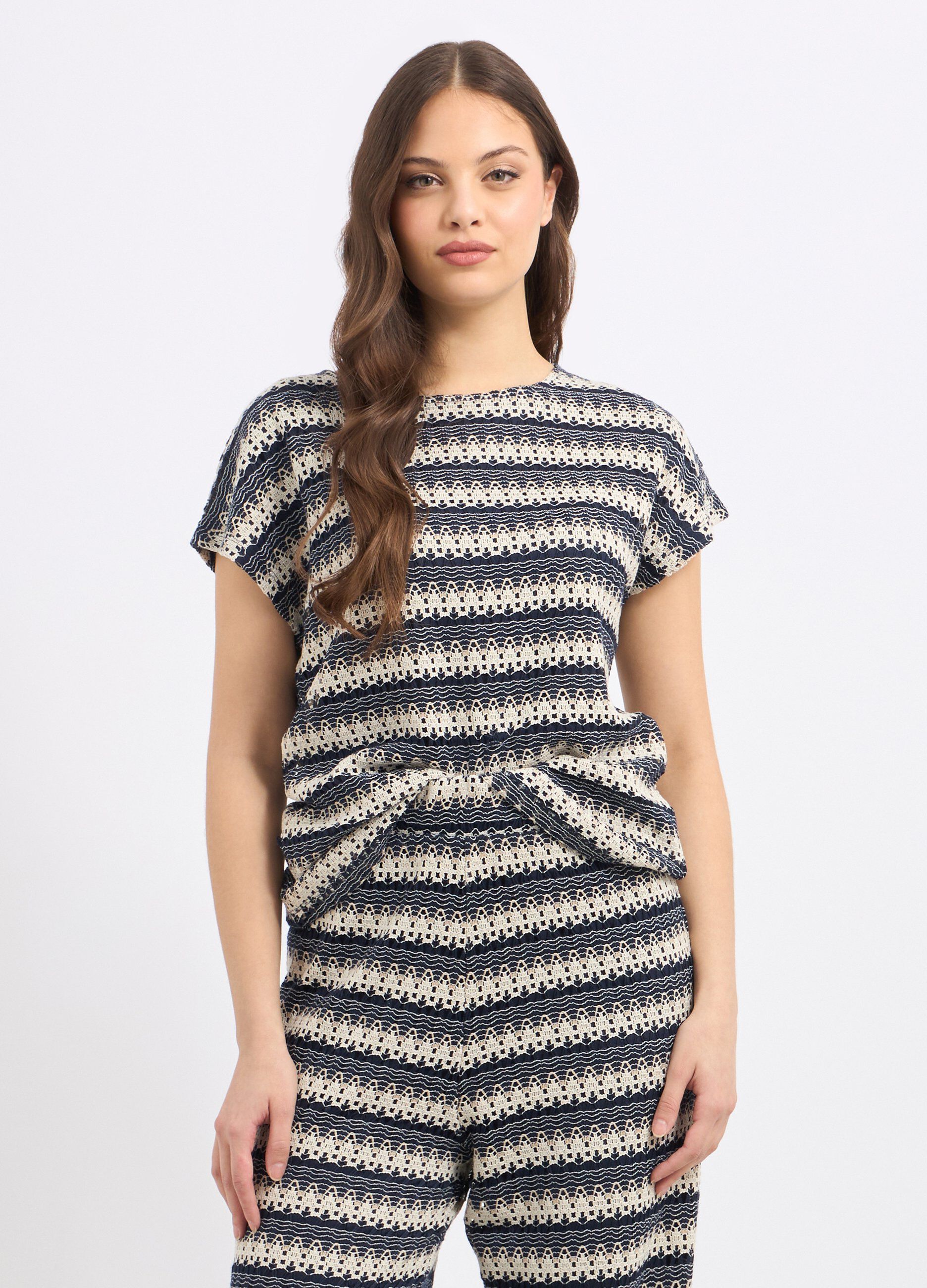 T-shirt con lavorazione jacquard donna_0