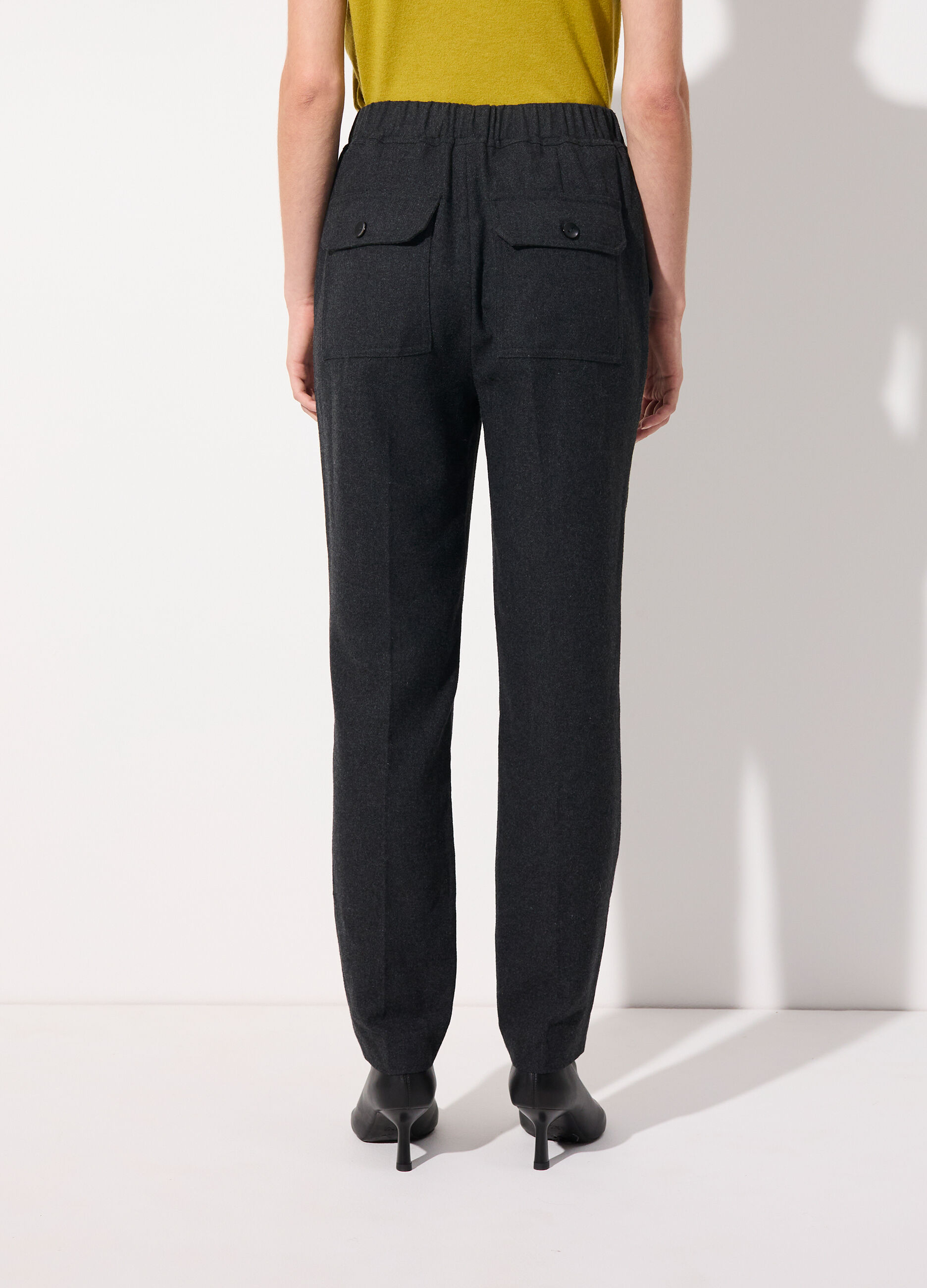 Pantalone in misto lana con vita elasticata donna_2