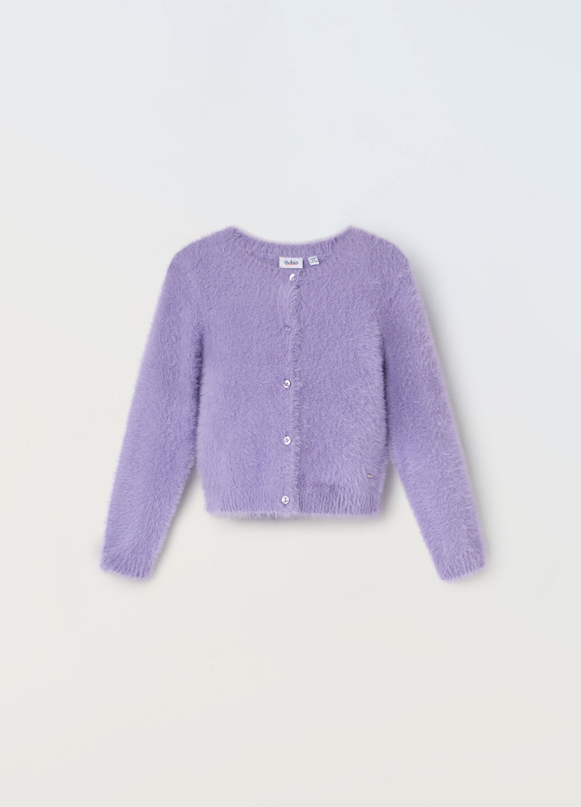 Cardigan in filato peloso bambina_0