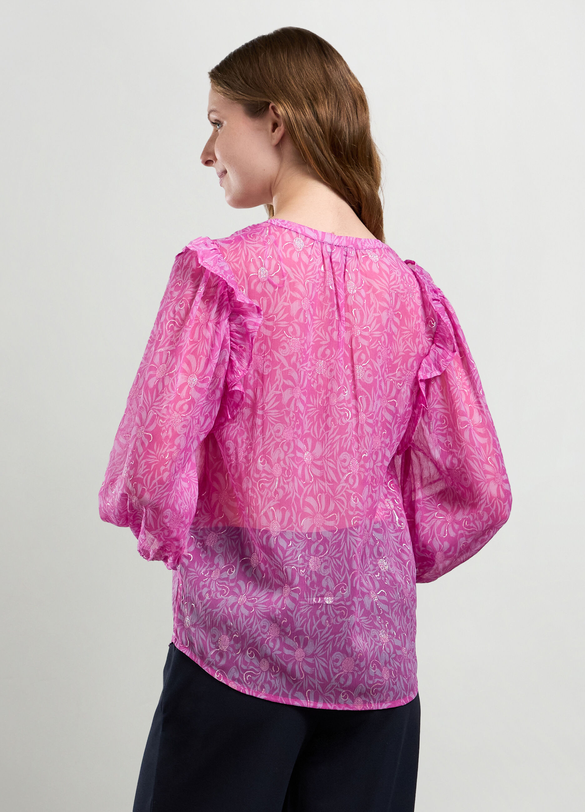 Camicia chiffon con filo lurex donna_1