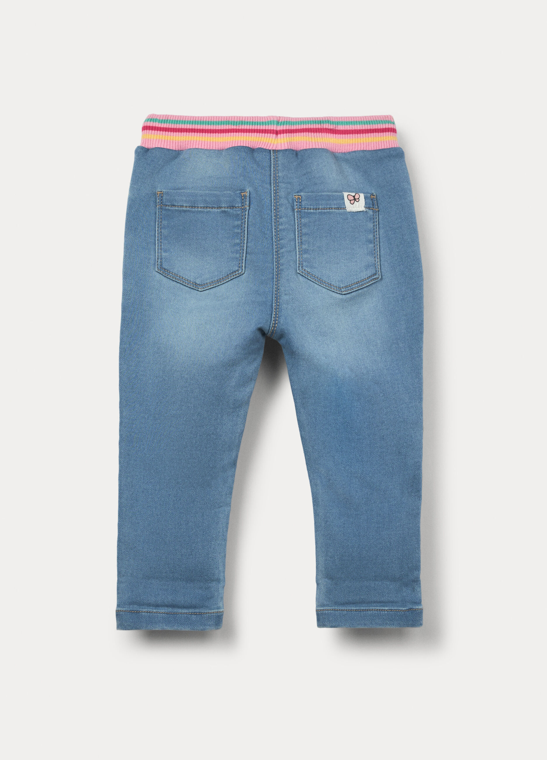 Jogger in denim misto cotone bimba_1
