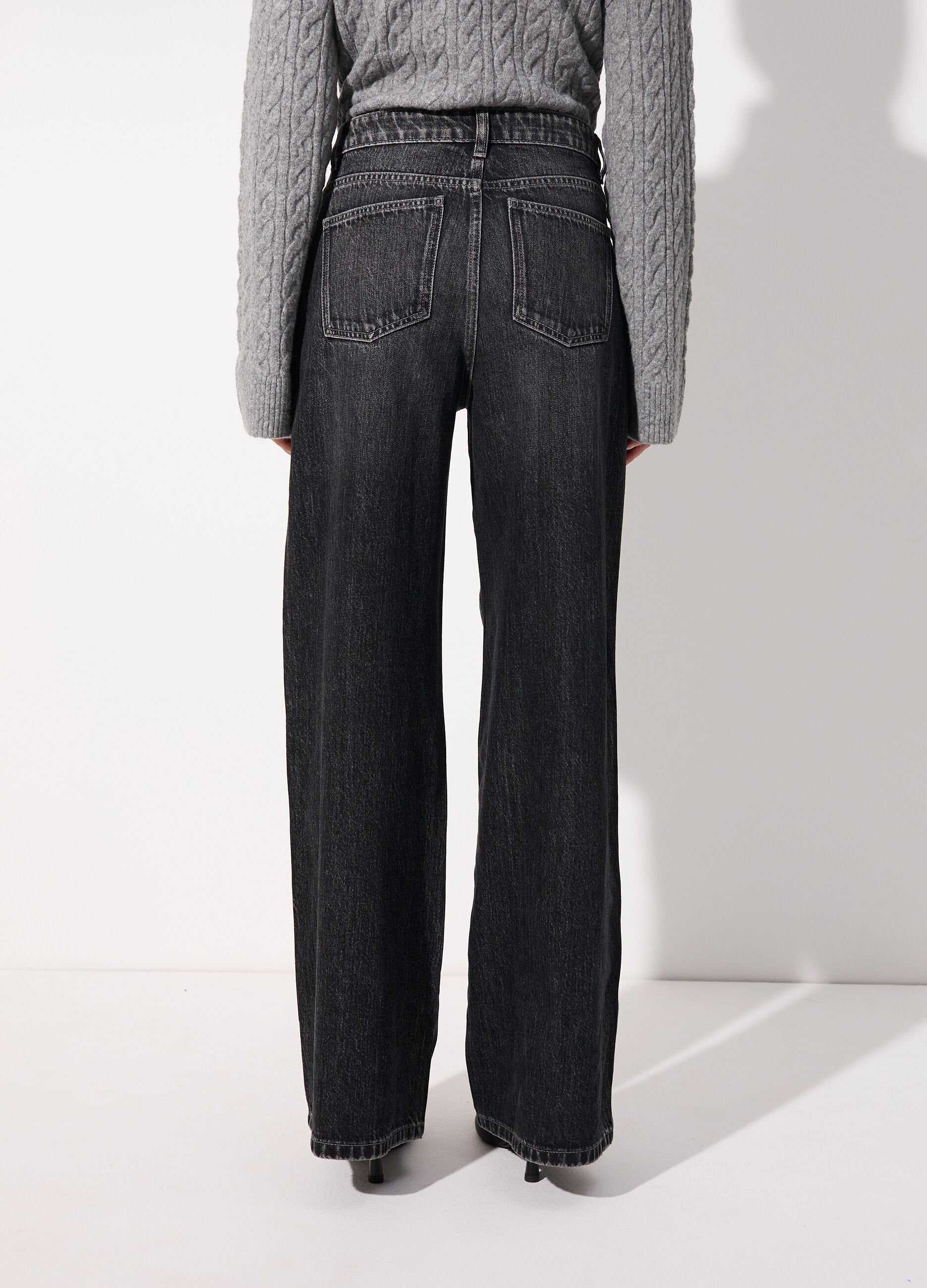 Denim wide leg in cotone misto lyocell donna_1