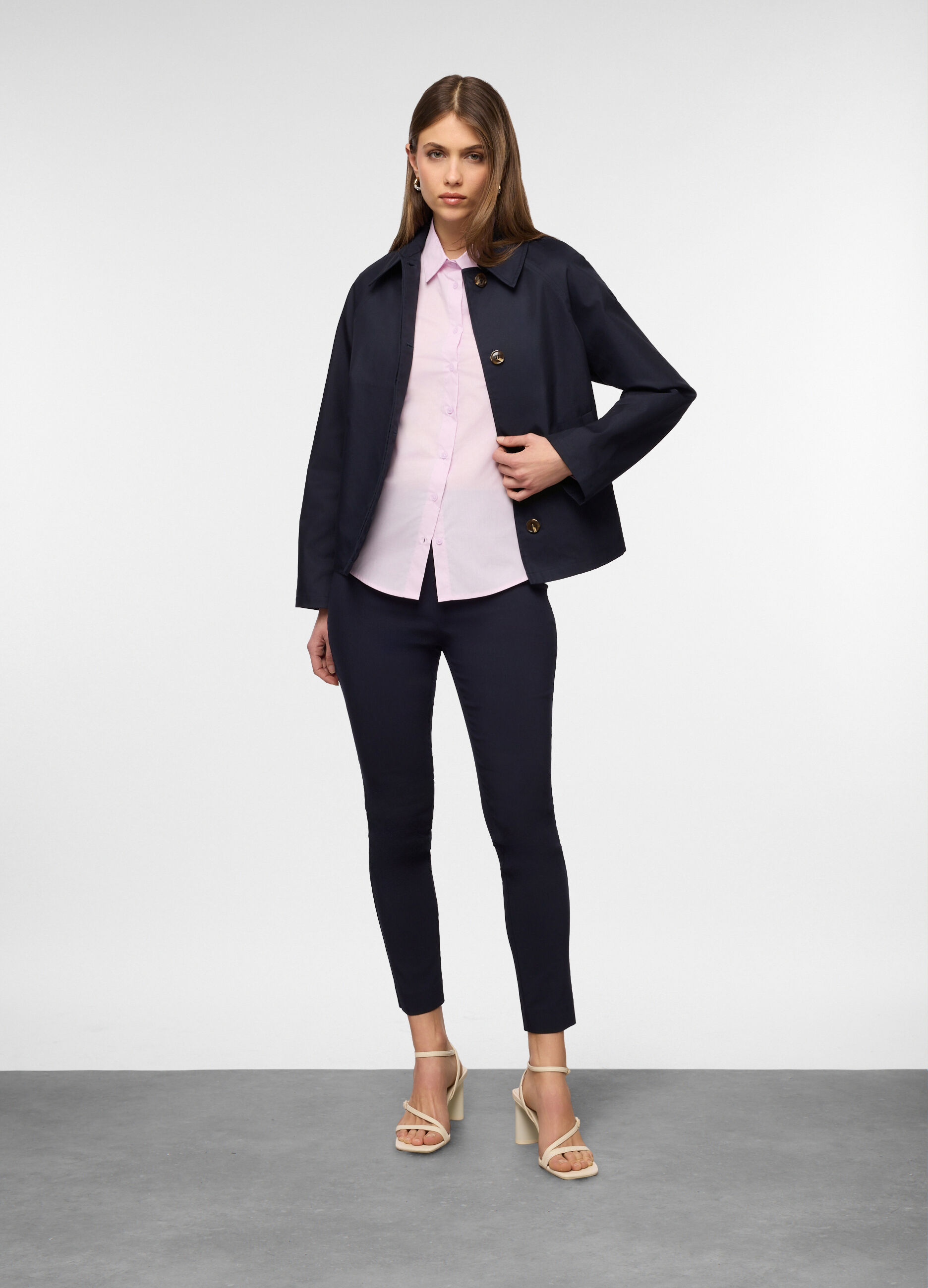 Trench corto misto cotone donna_0