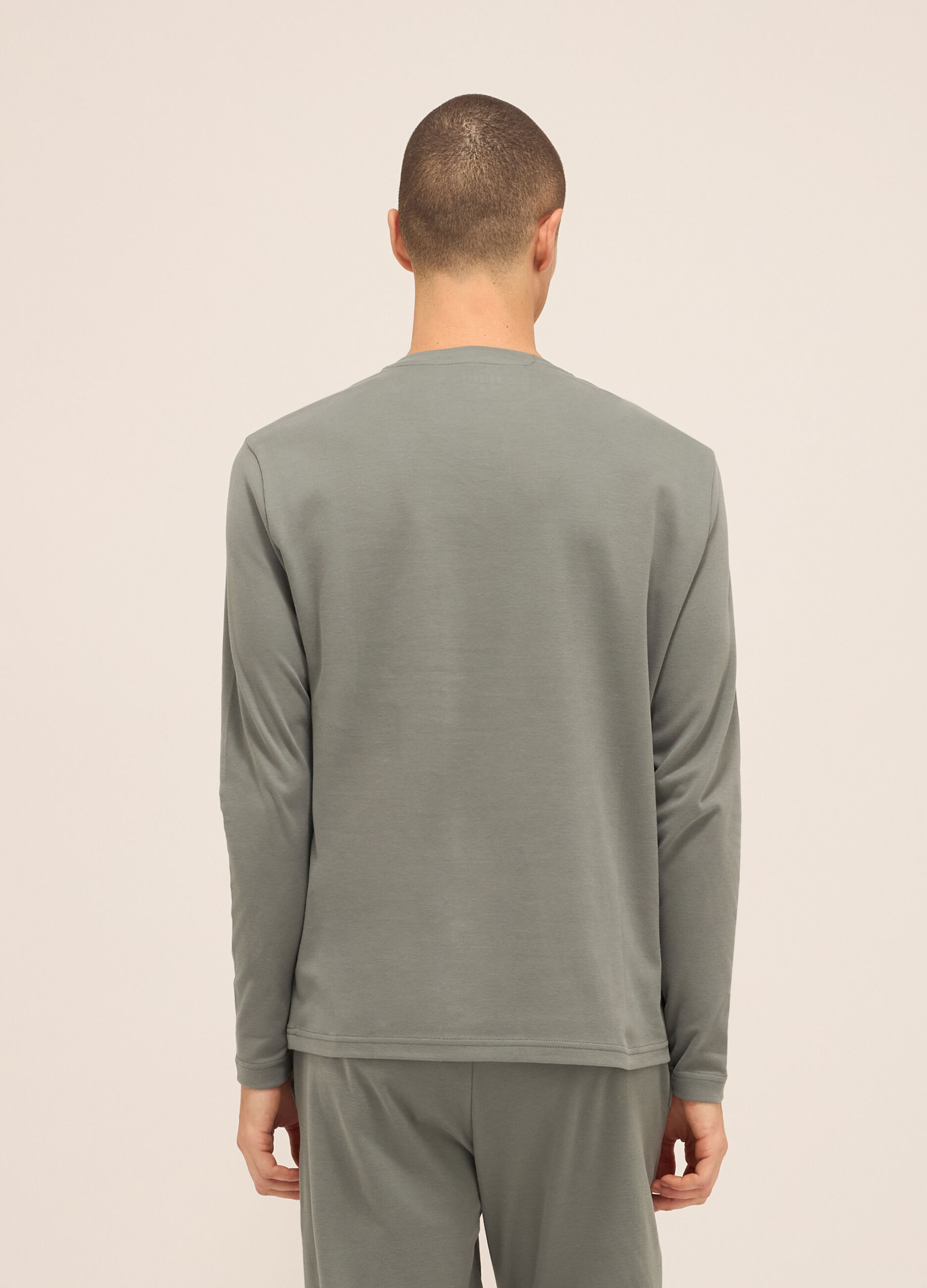 Maglia del pigiama a serafino in puro cotone uomo_1