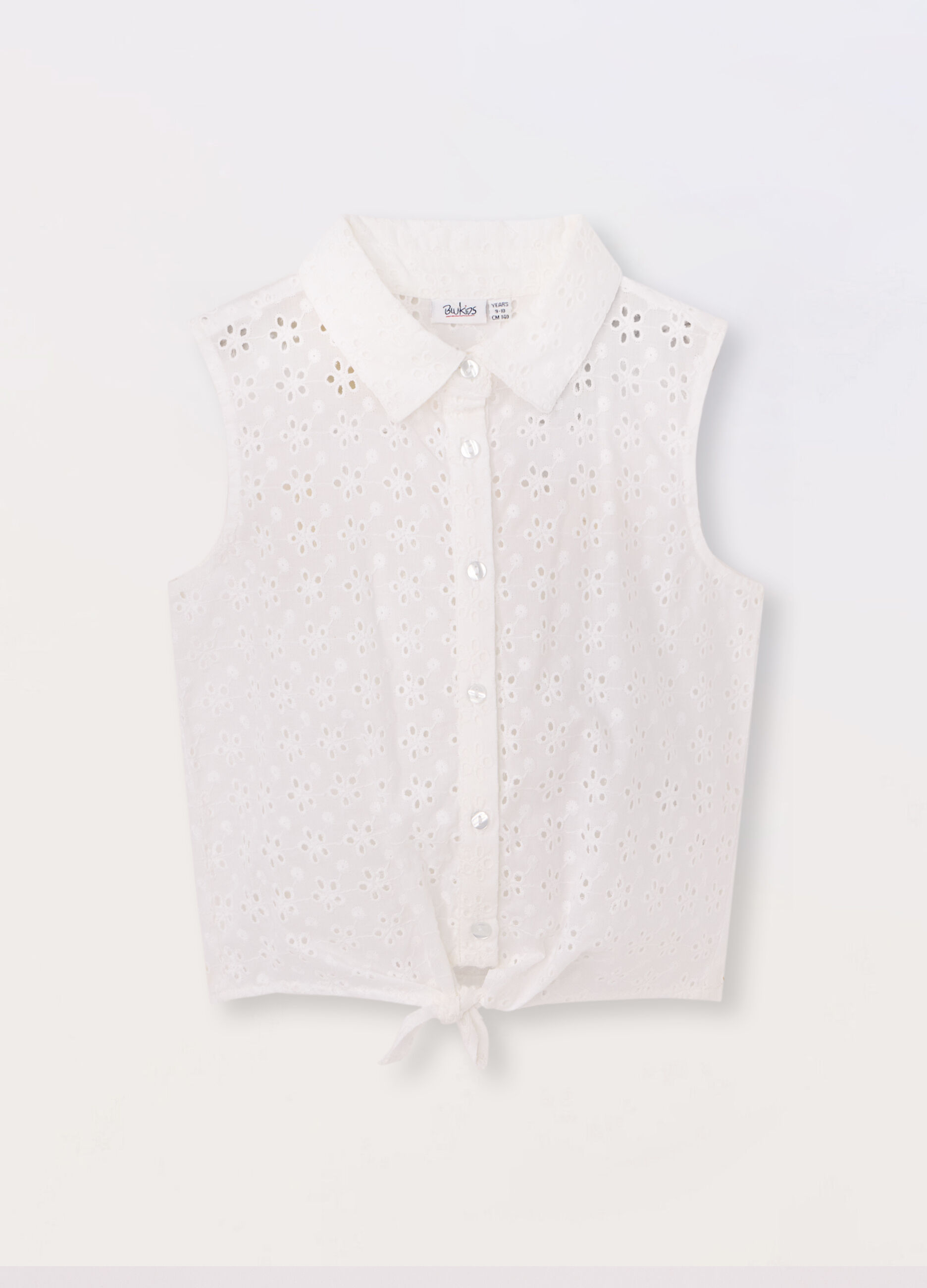 Camicia smanicata in puro cotone ragazza_0