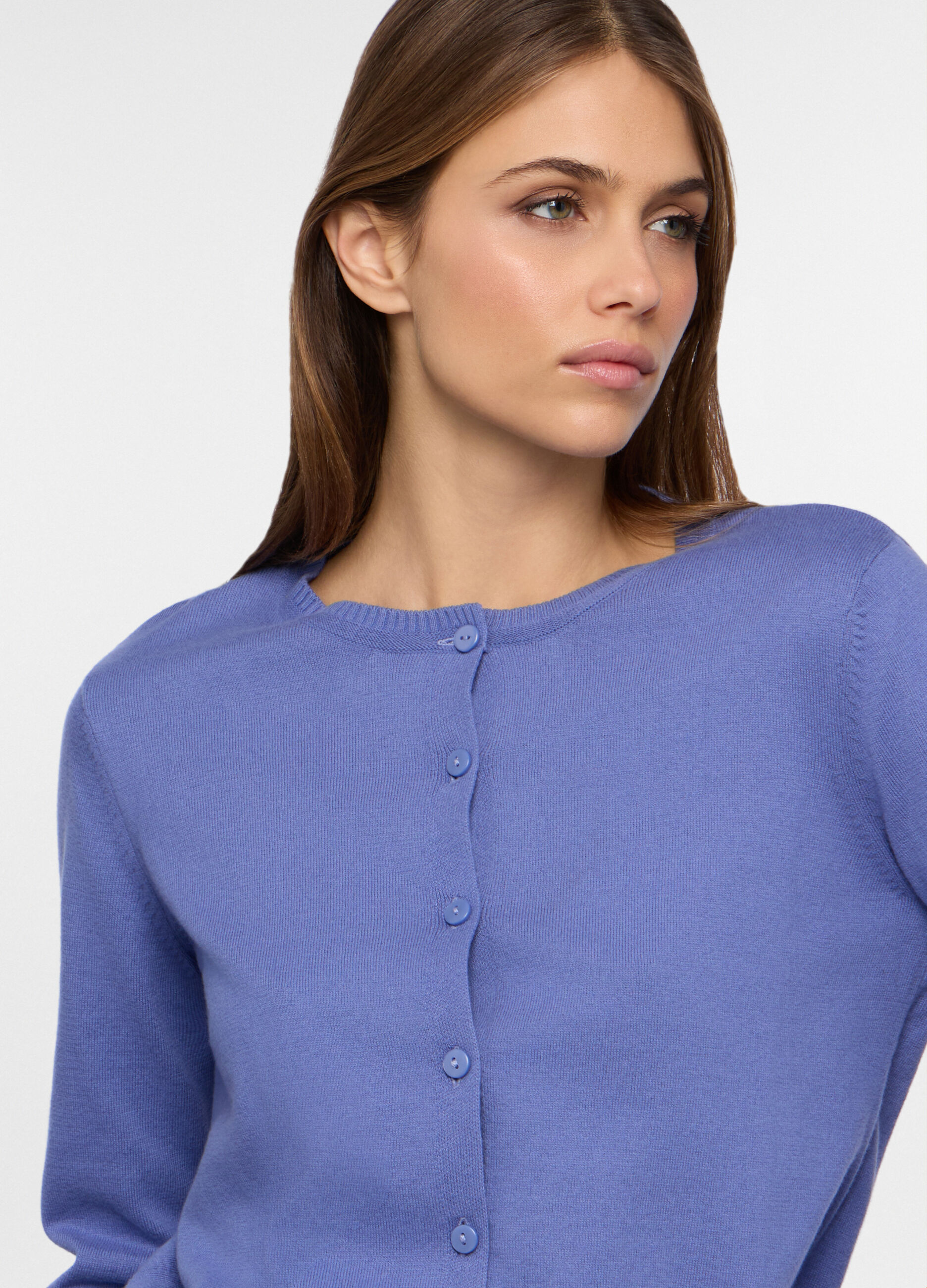 Cardigan girocollo rasato donna_2