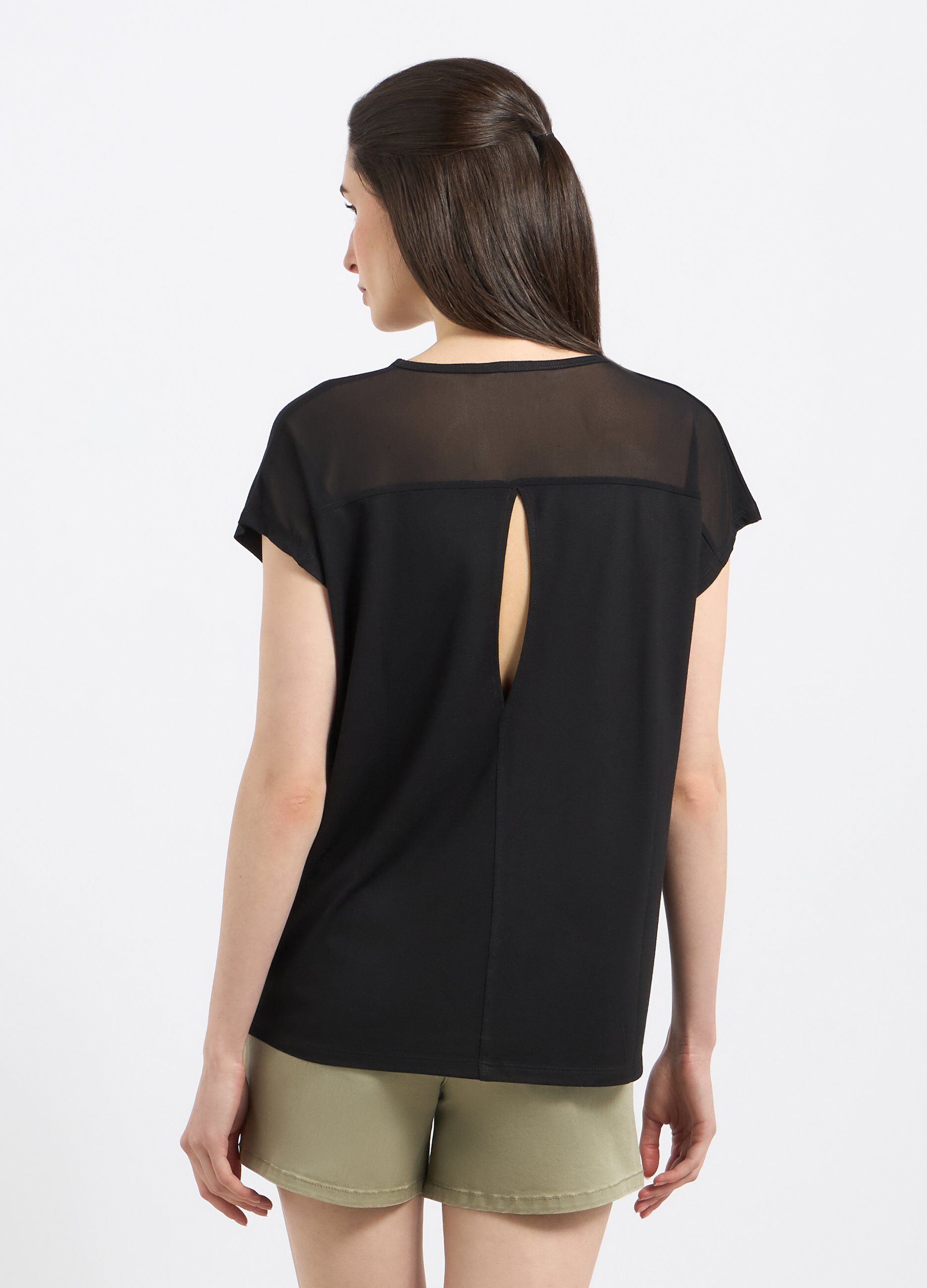 T-shirt in misto cotone con cut out donna_1