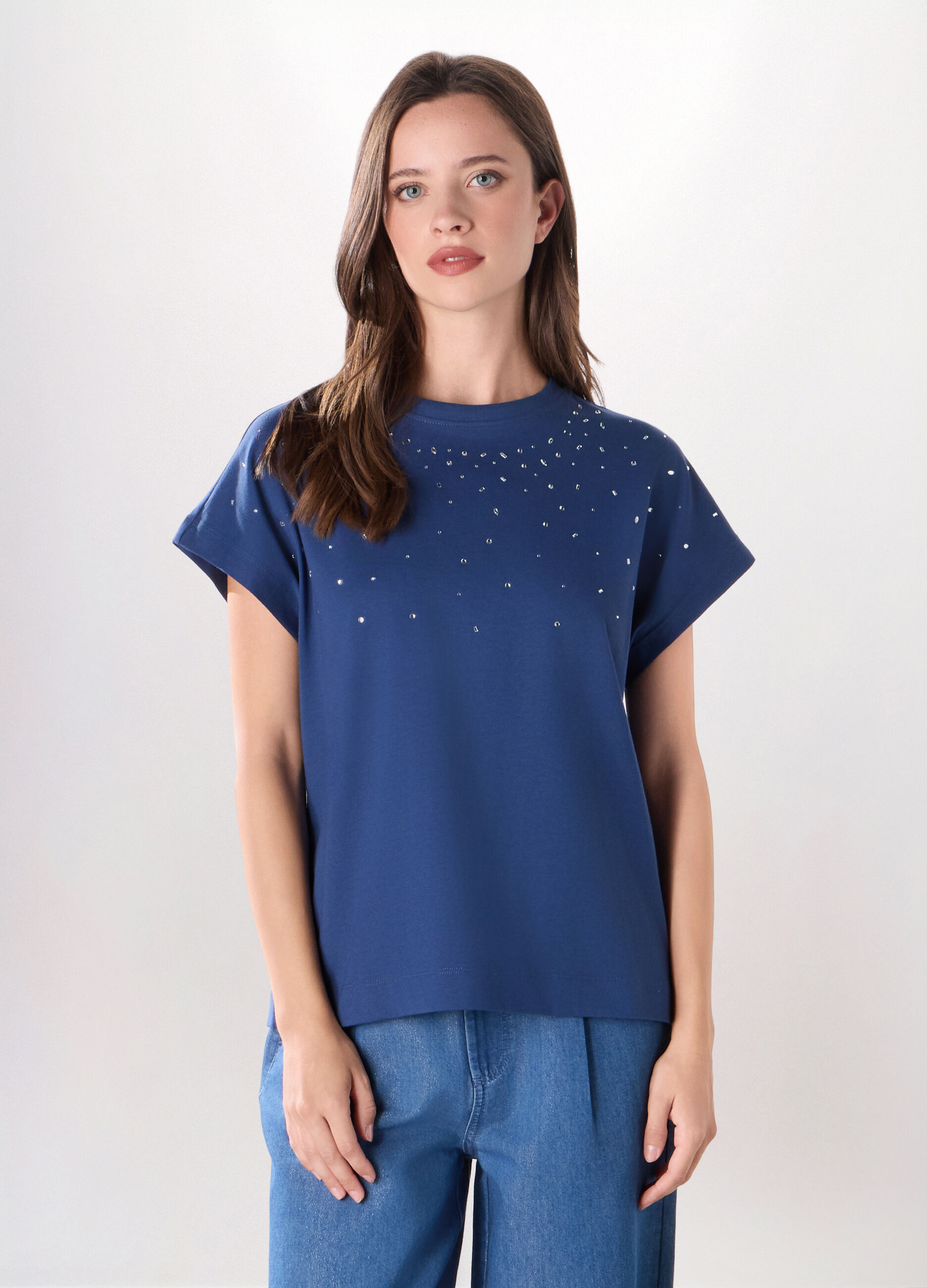 T-shirt in jersey di puro cotone donna_0