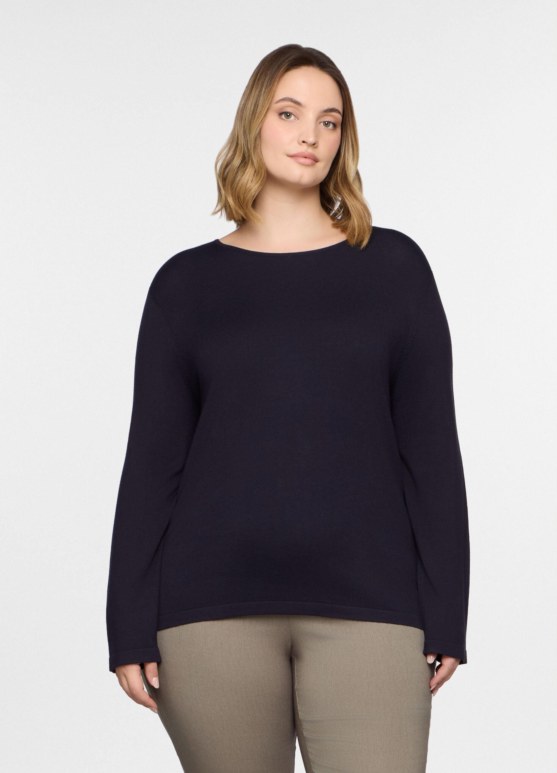 Maglia girocollo in costina donna curvy_0