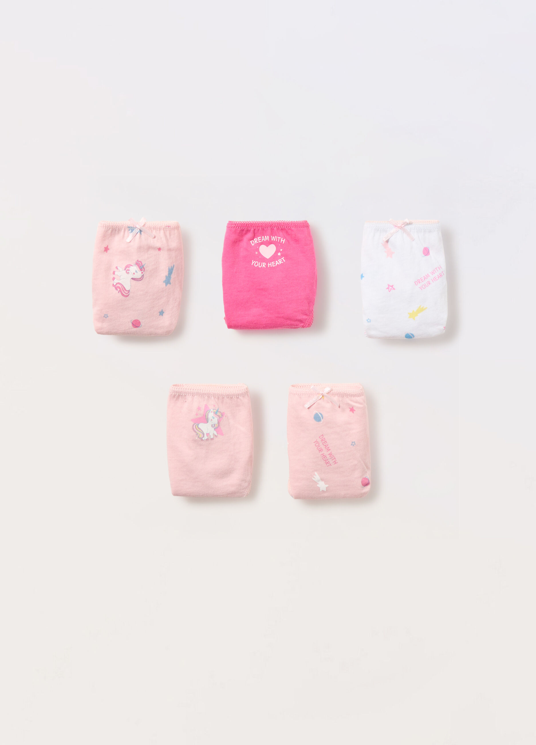 Pack 5 slip in jersey di puro cotone bambina_0