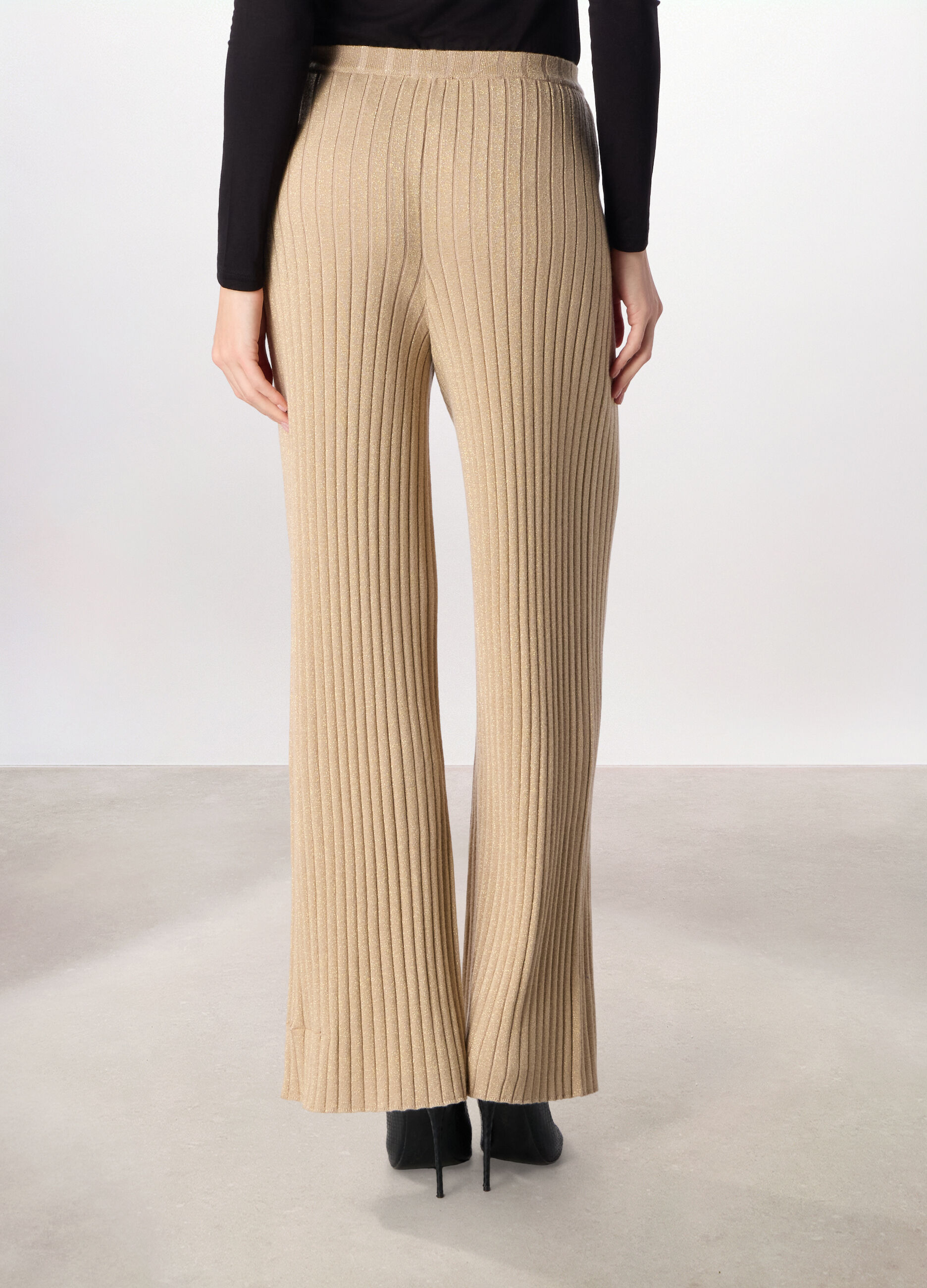 Pantaloni tricot in costina misto viscosa donna_1