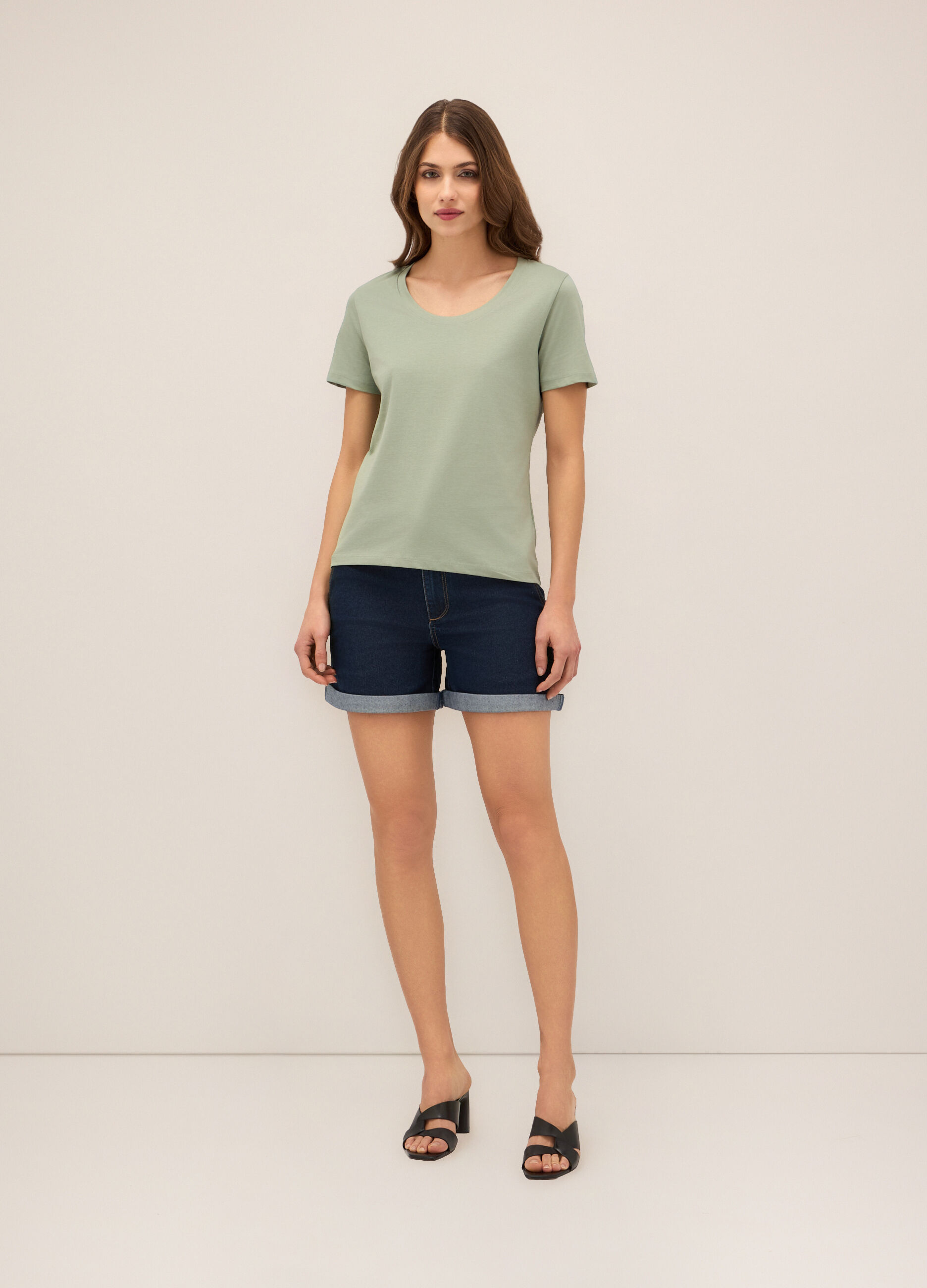 Shorts in stretch denim donna