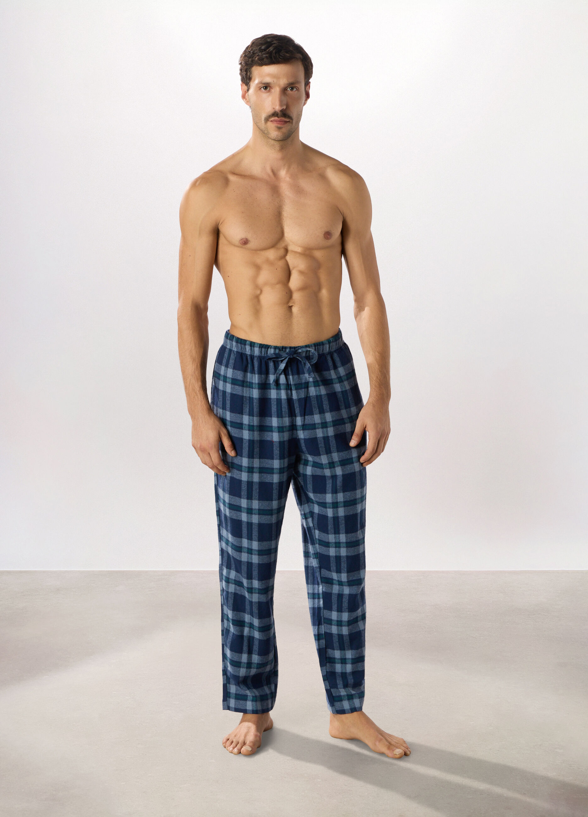 Pantaloni lunghi pigiama in cotone a quadri uomo_0