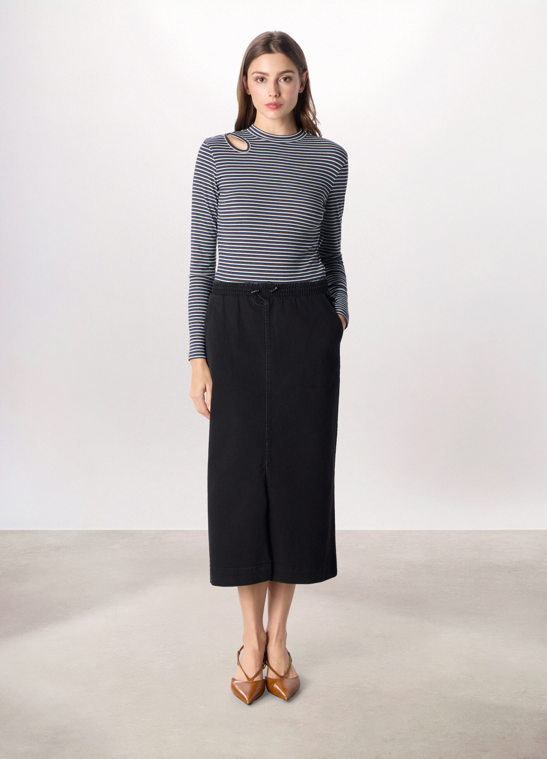 Gonna lunga in denim misto cotone donna_0