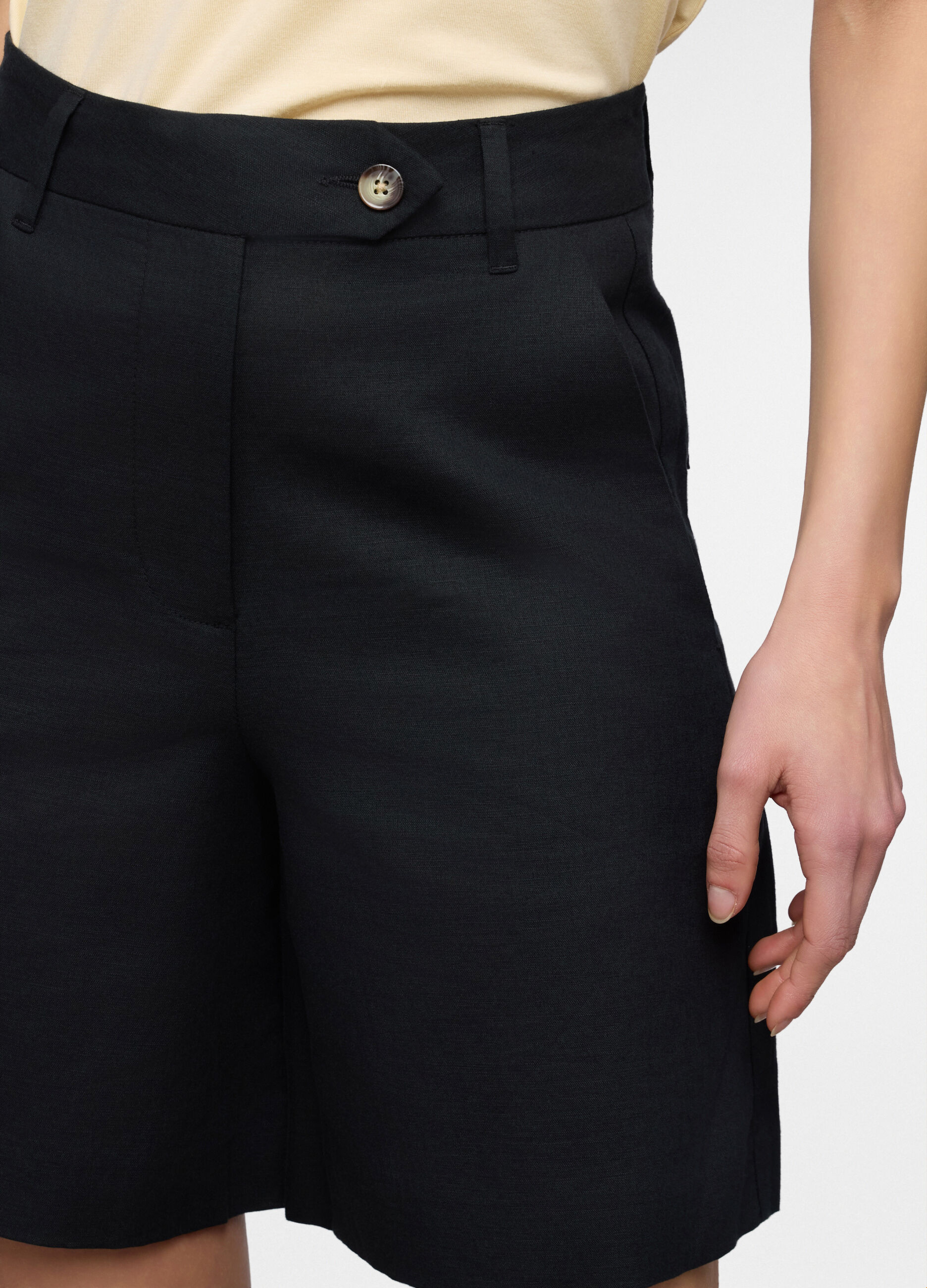 Shorts straight fit misto lino donna_2