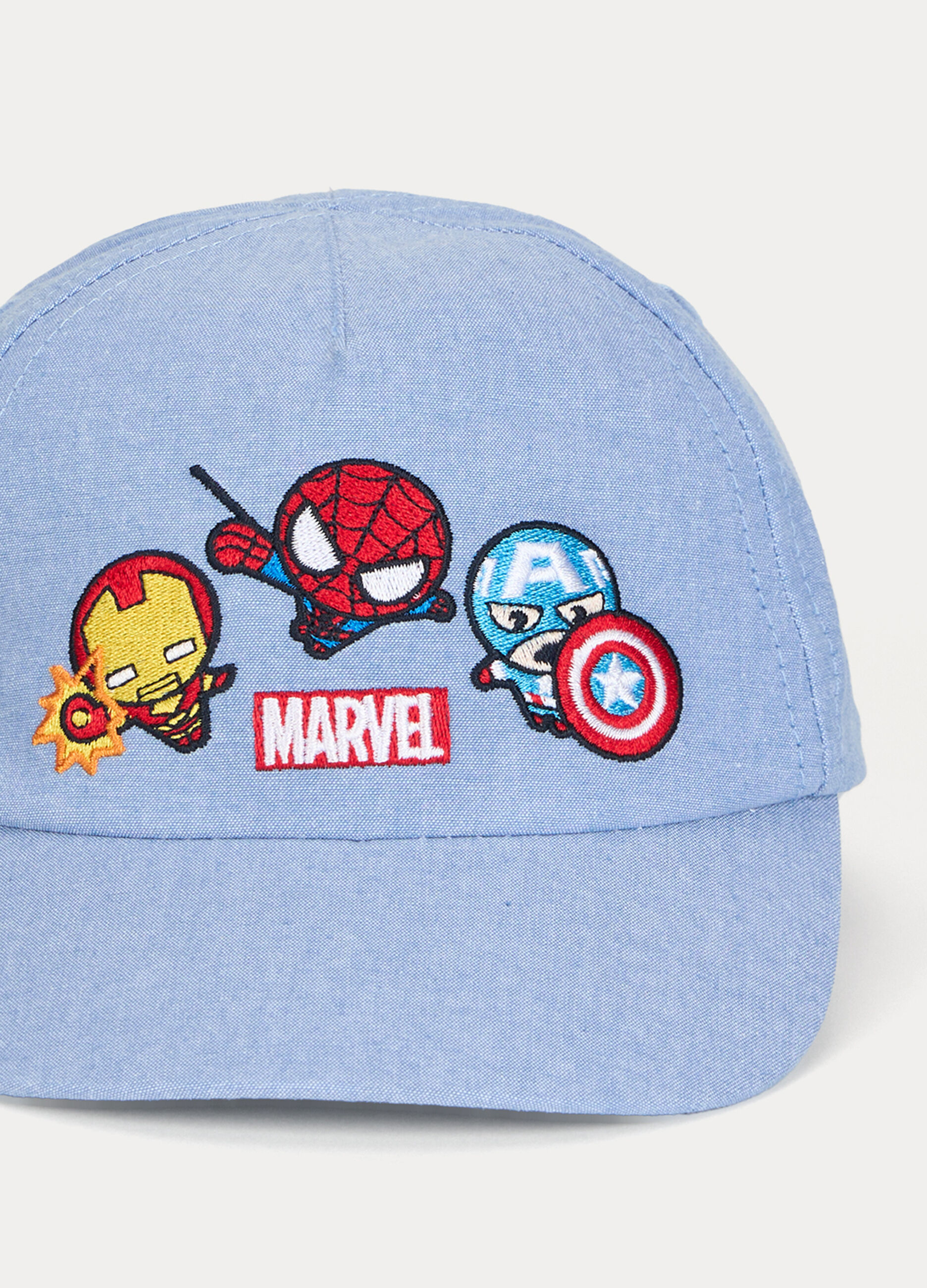 Cappello da baseball Marvel in chambray di puro cotone neonato_1