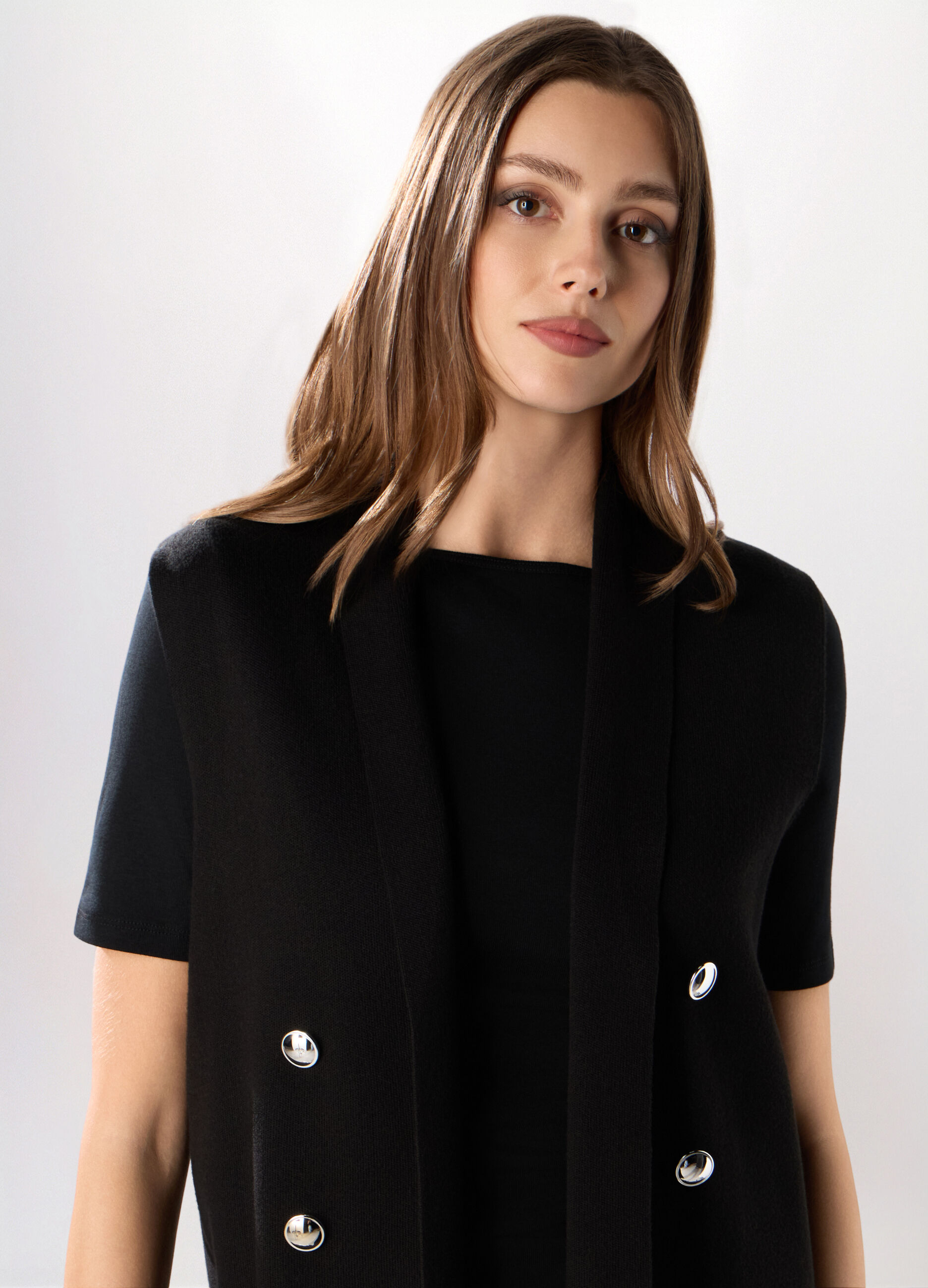 Gilet in tricot di misto cotone donna_2