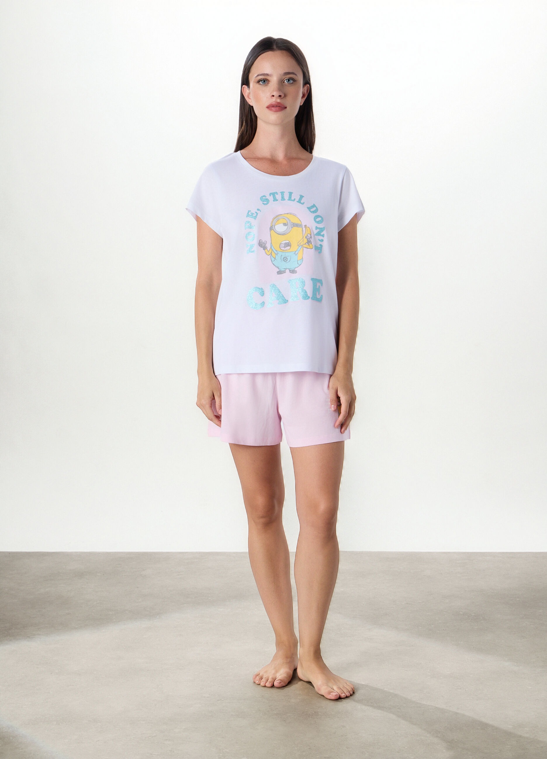 Pigiama corto in jersey di puro cotone donna_0