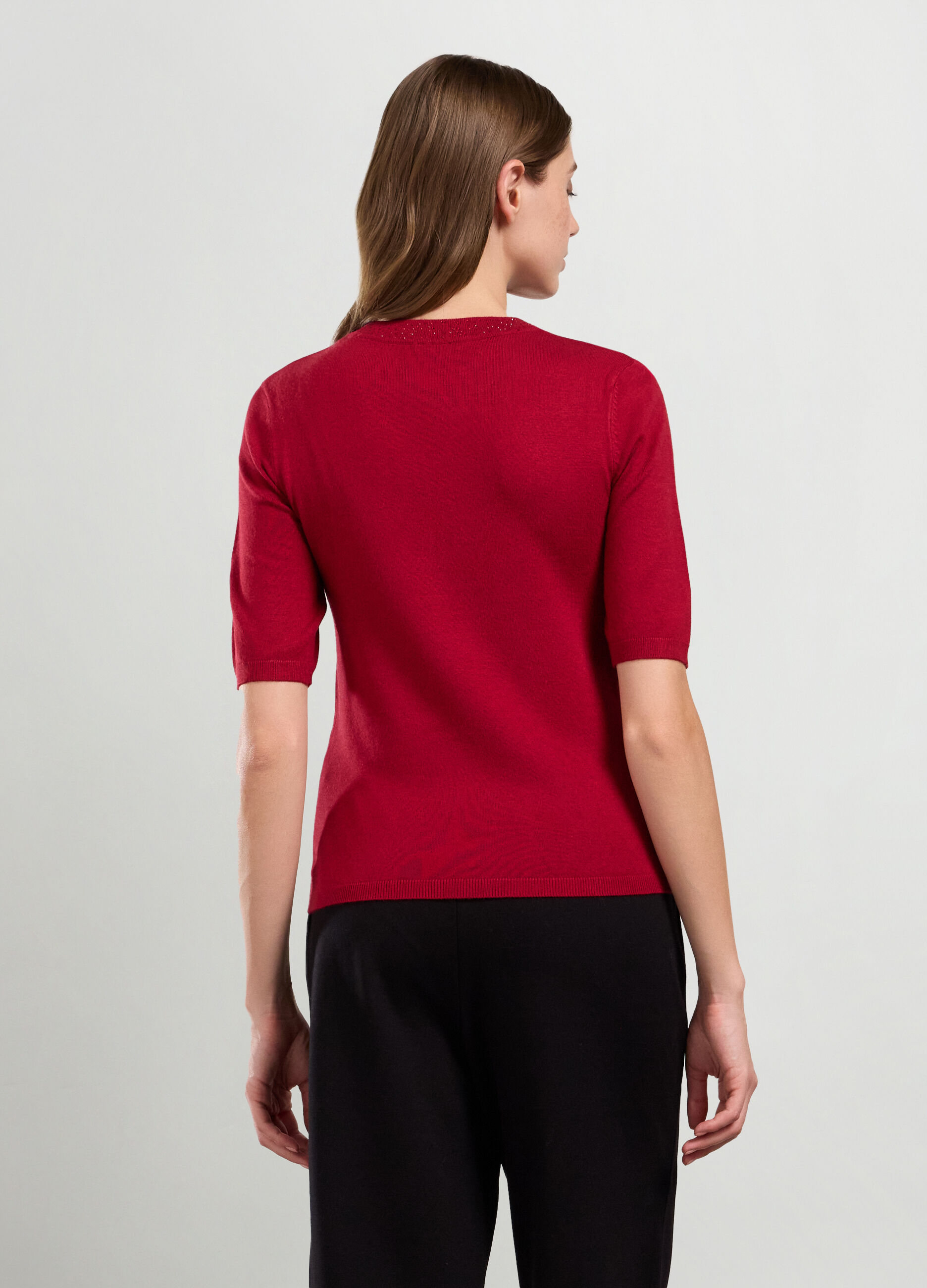 Tricot misto viscosa a maniche corte donna_1
