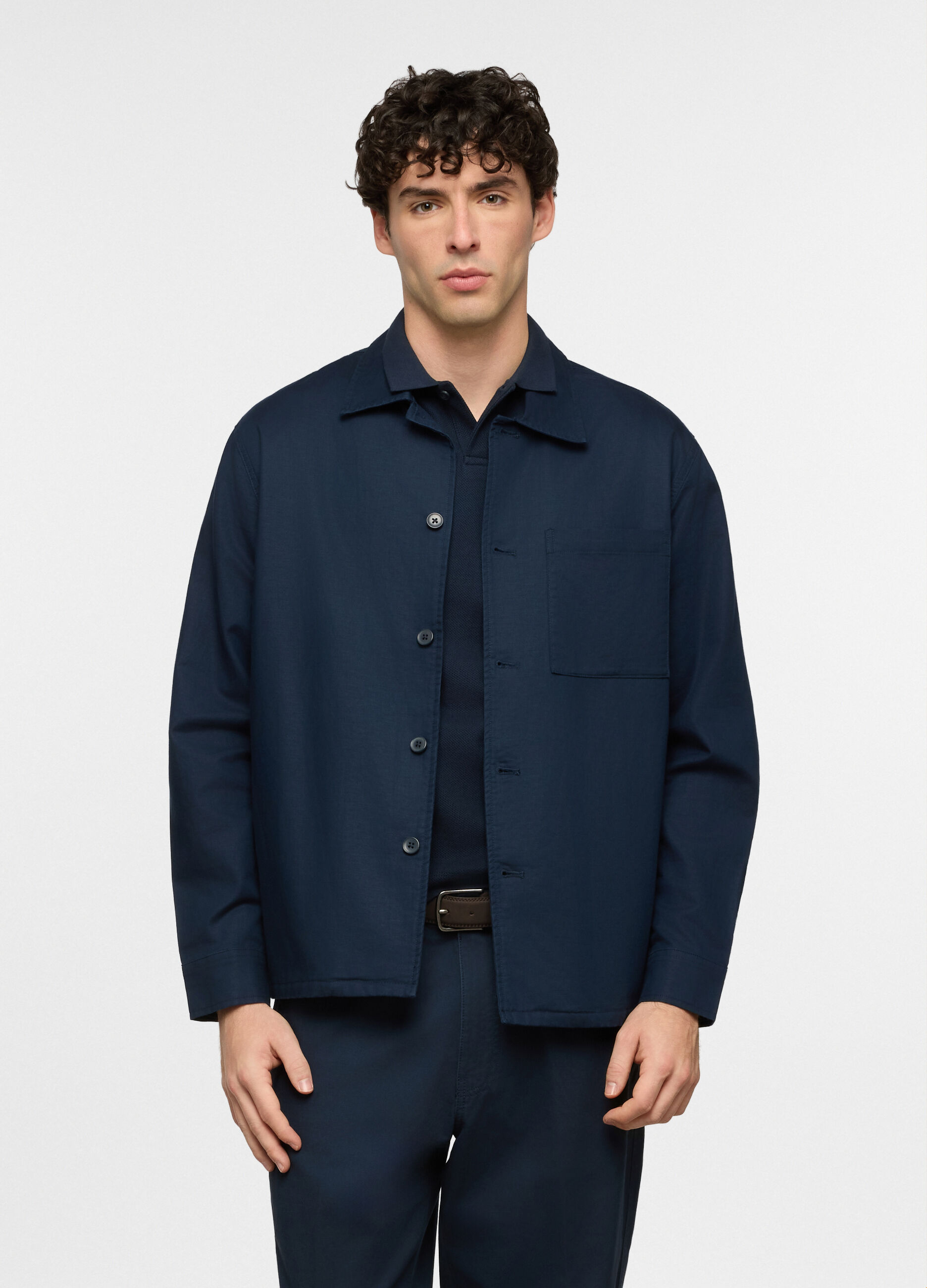 Overshirt in cotone e lino uomo_0