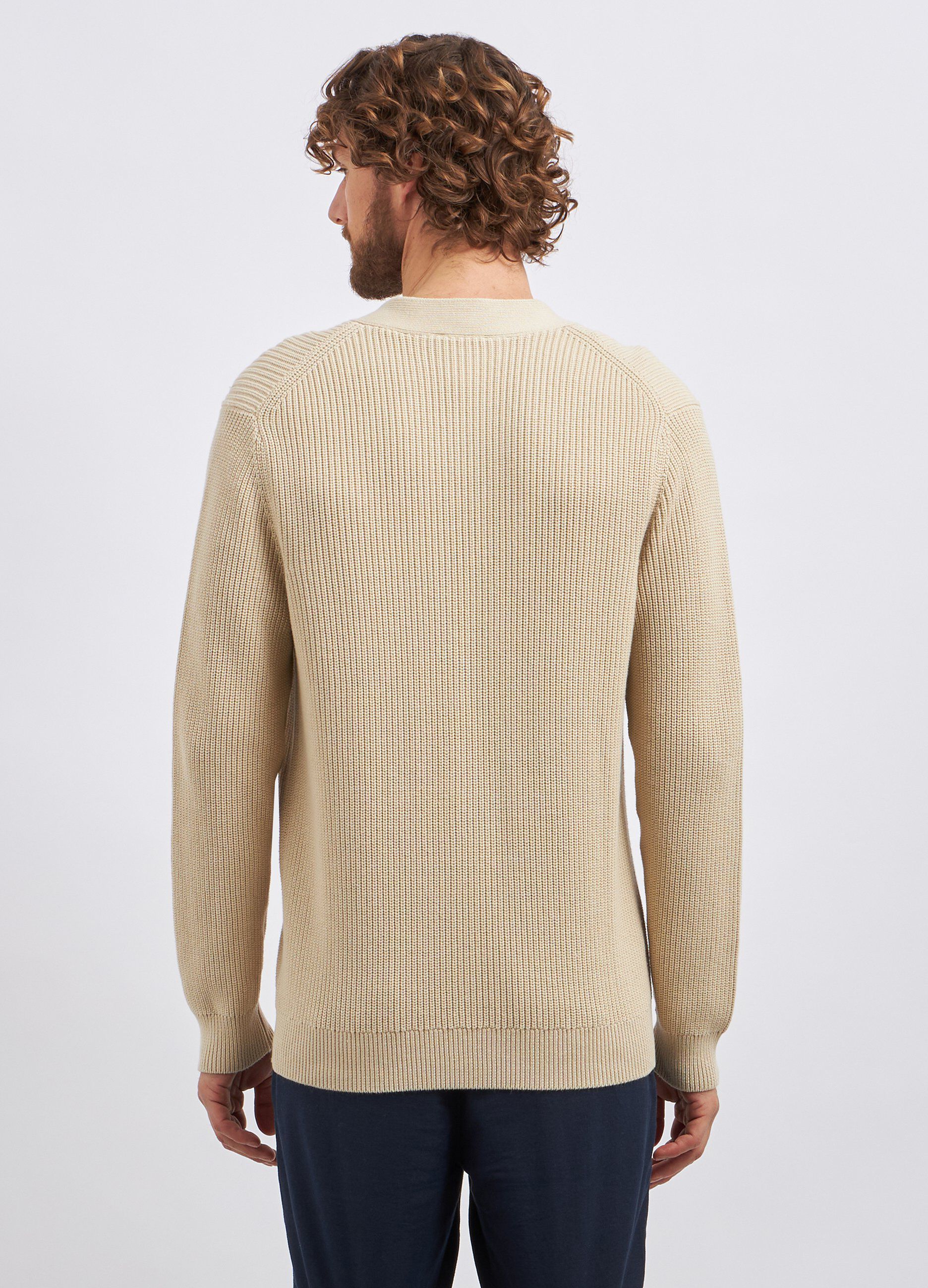 Cardigan tricot in costina di puro cotone uomo_1