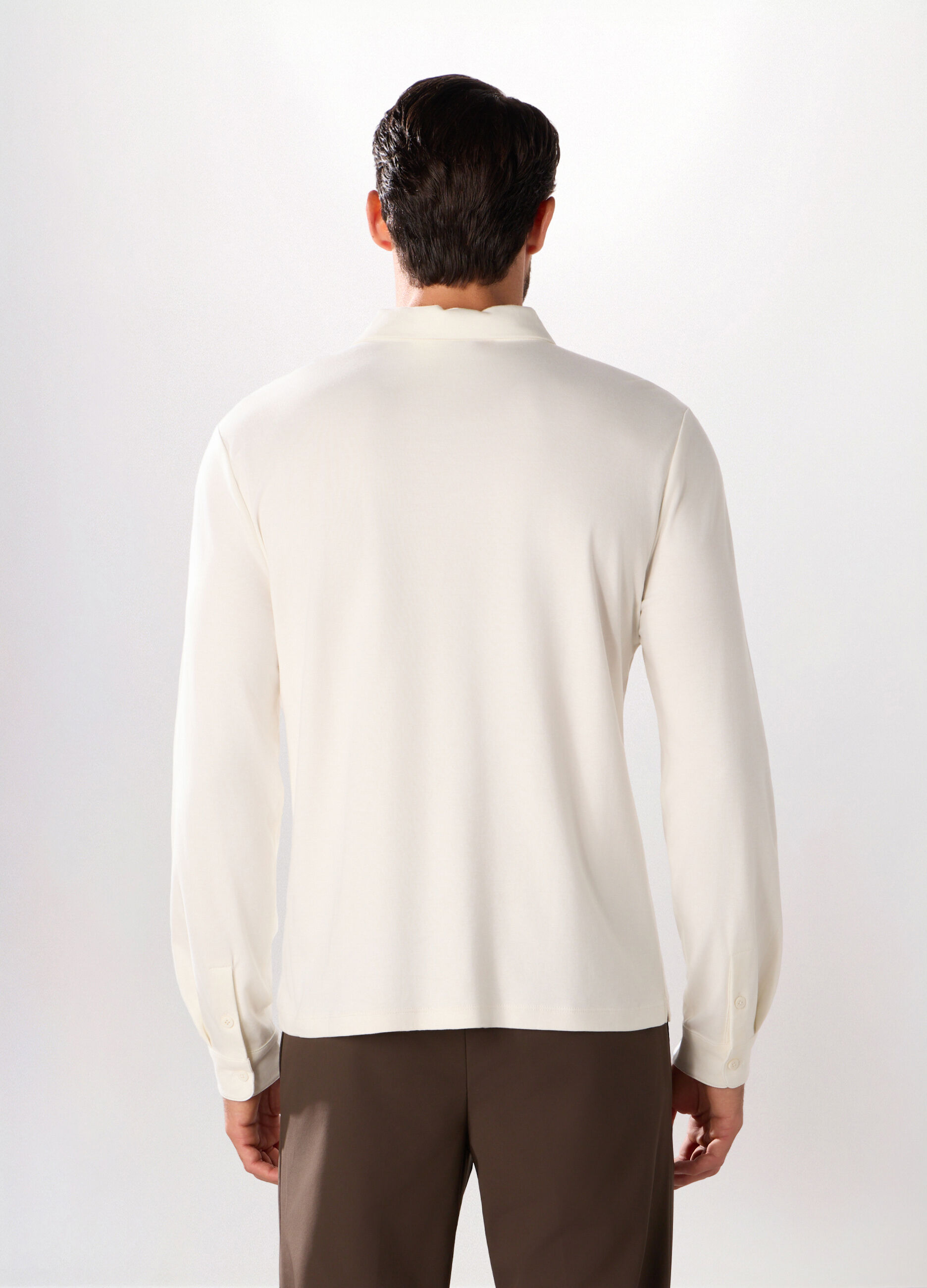 Polo a maniche lunghe in puro cotone uomo_2
