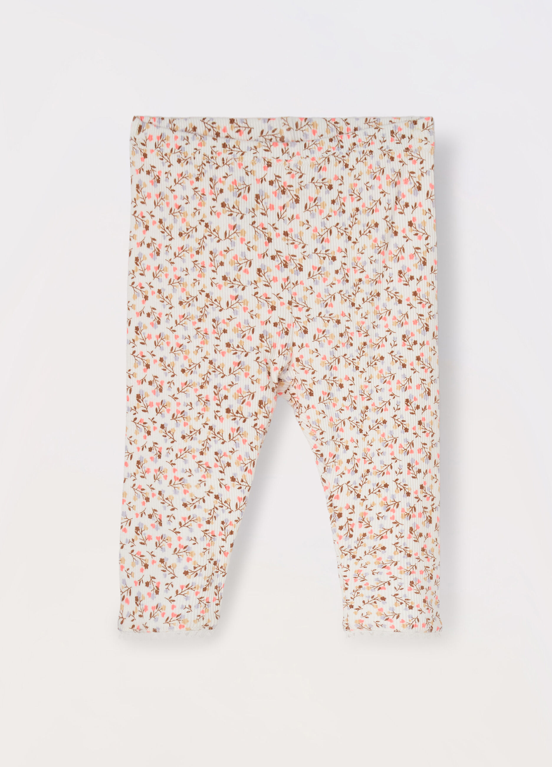 Leggings in costina di cotone stretch neonata_0