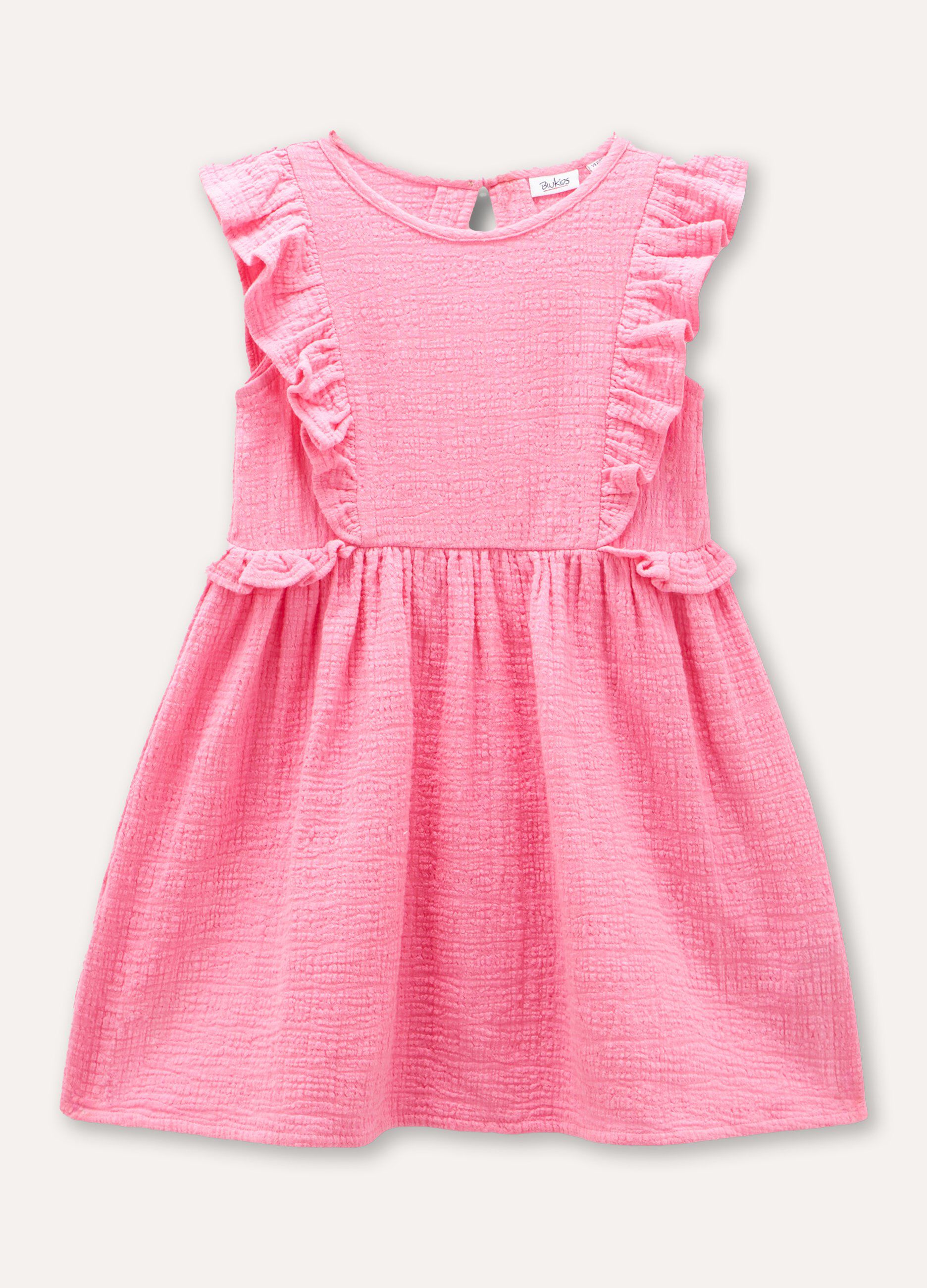 Vestito in puro cotone con rouches bambina_0