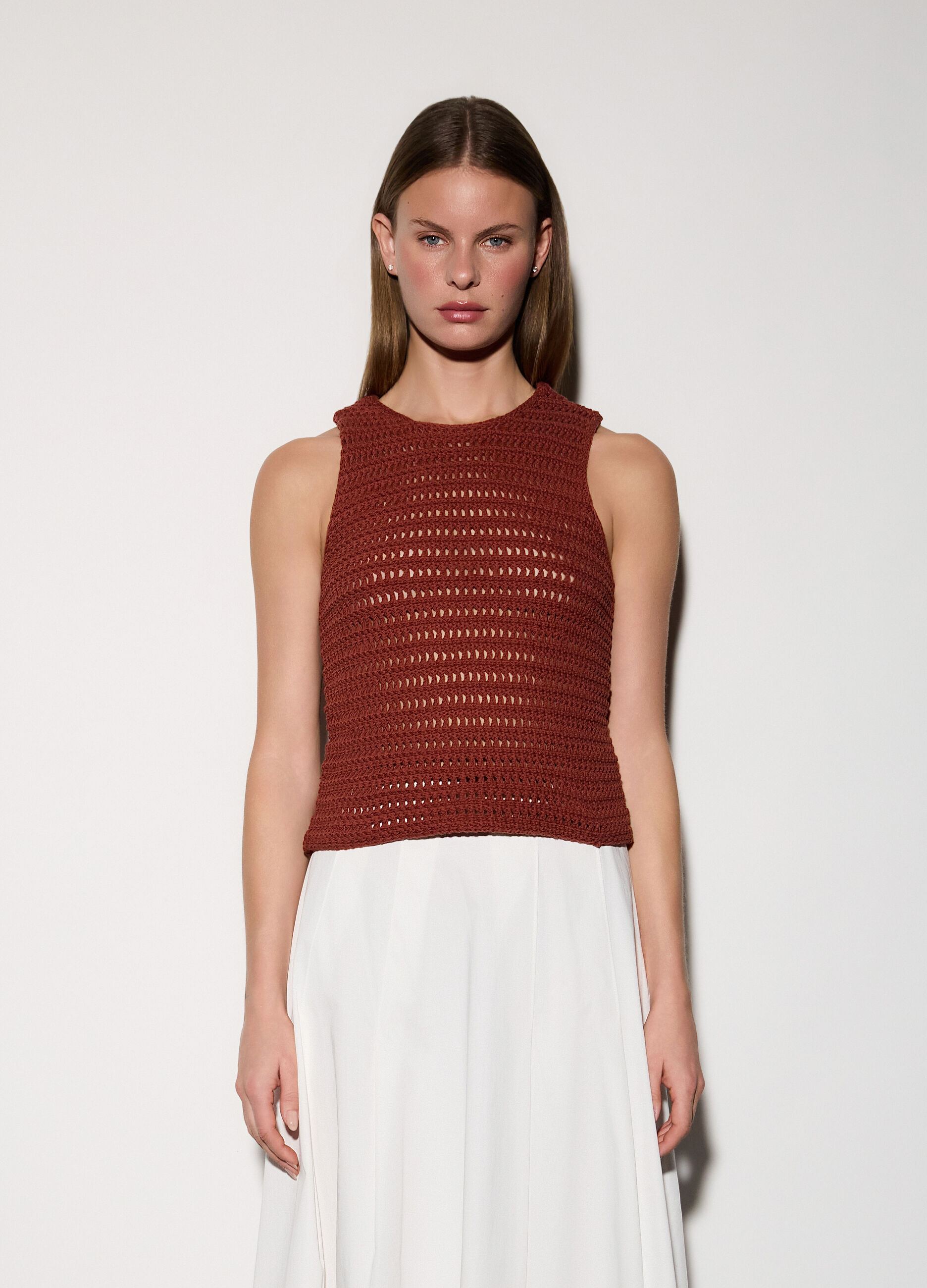 Top girocollo in maglia donna_1