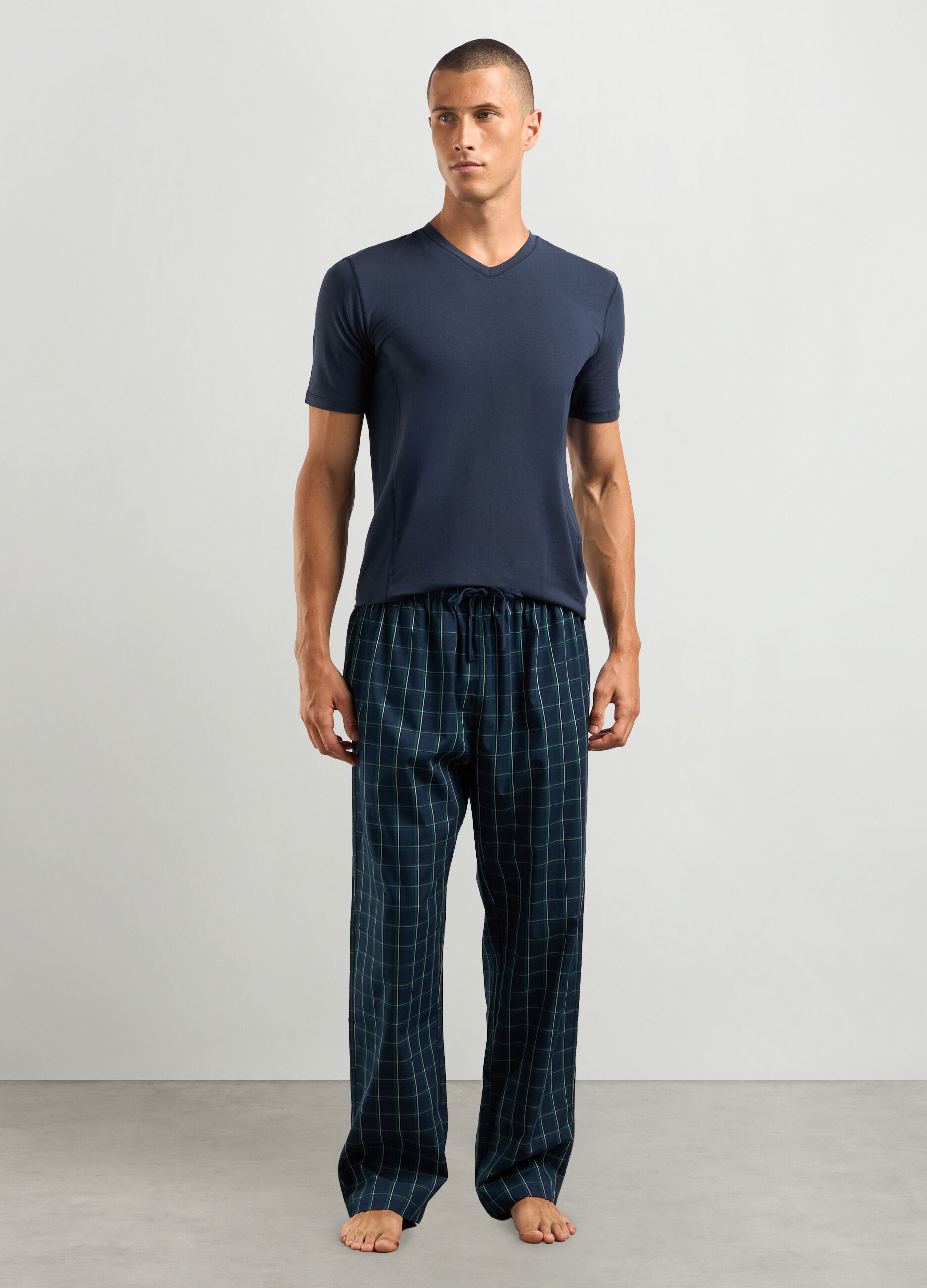 Pantaloni pigiama lunghi in puro cotone uomo_0