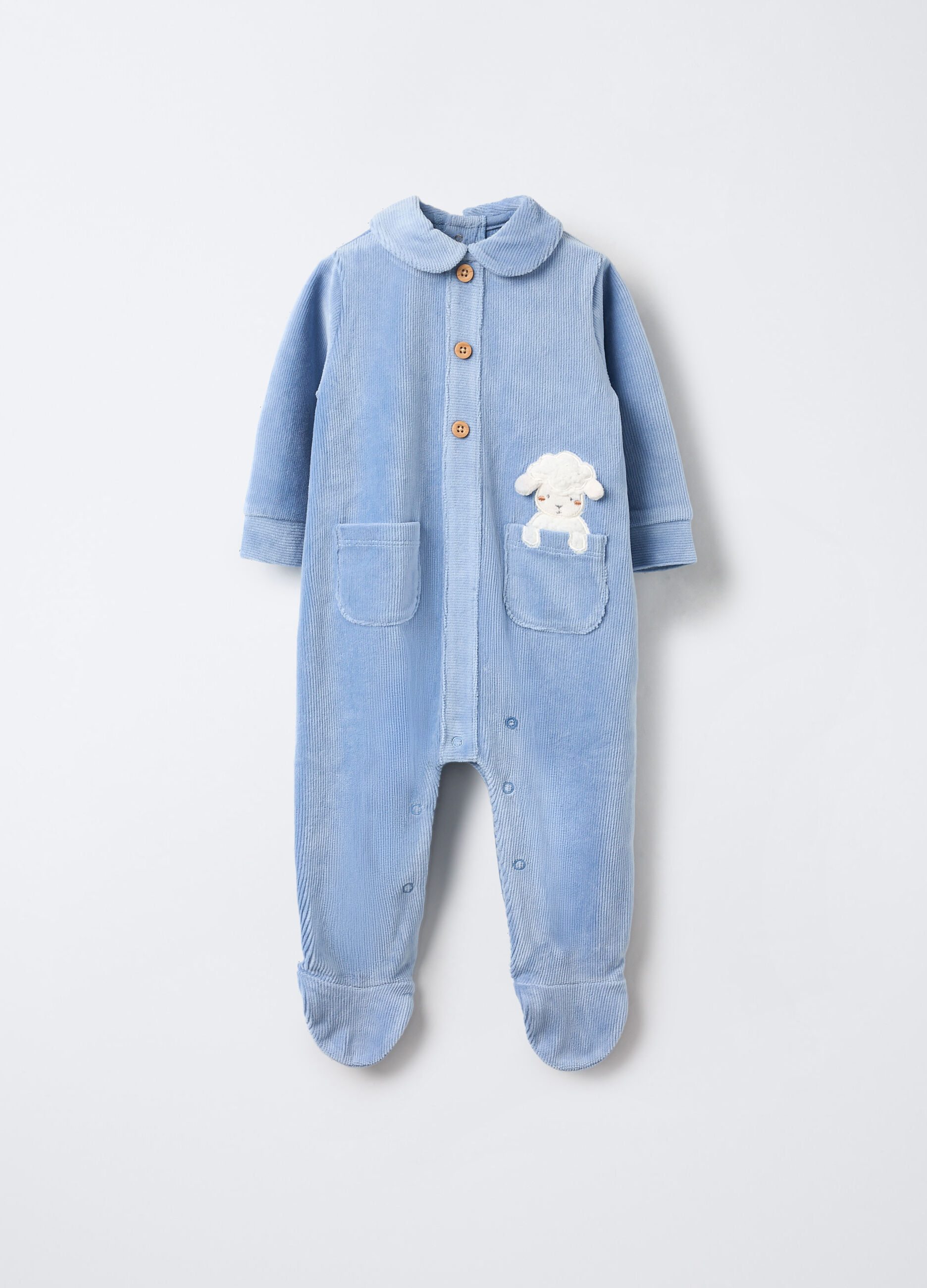 Tutina in costina misto cotone velour neonato_0