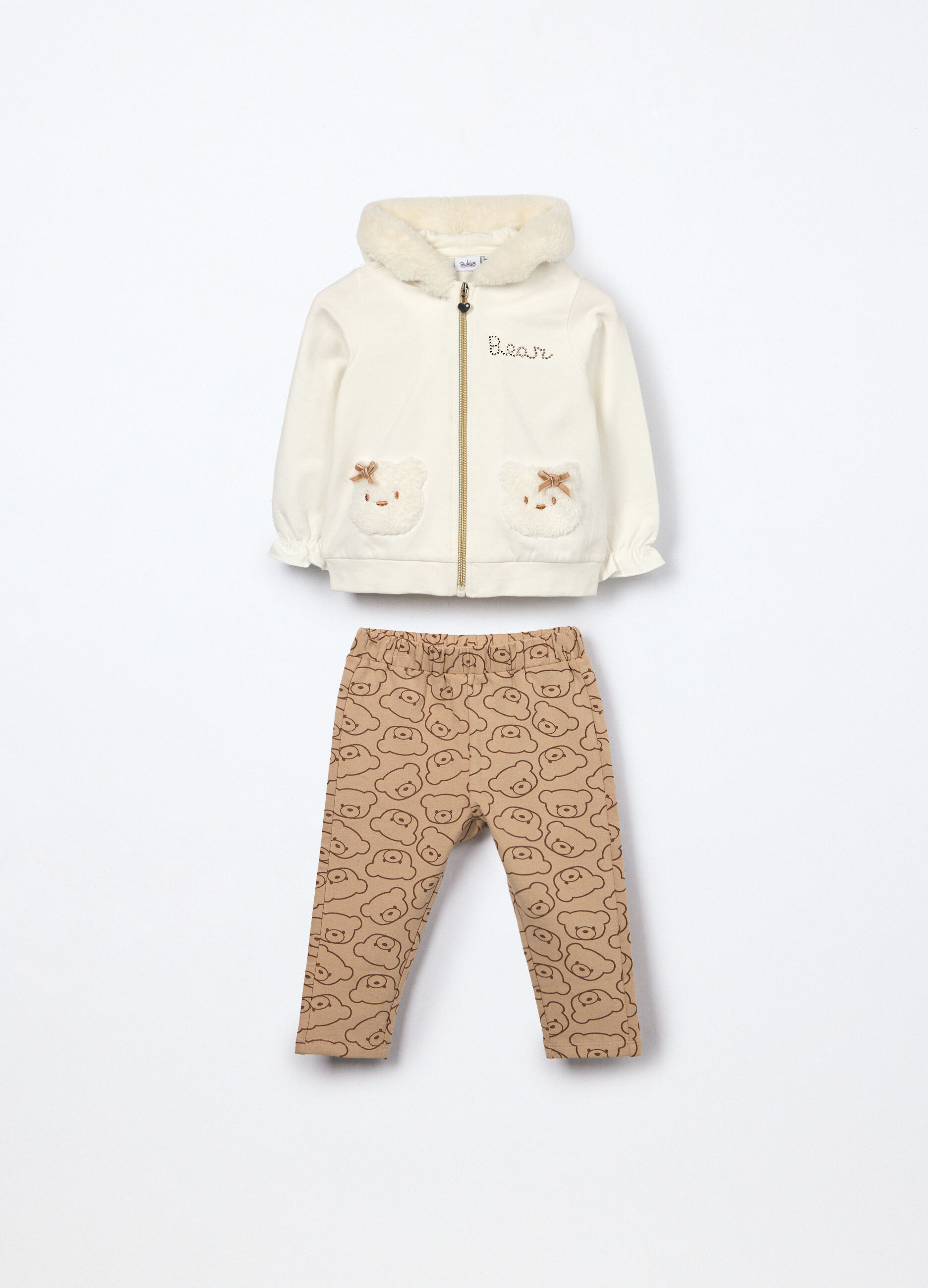 Jogging set in felpa di cotone stretch neonata_0